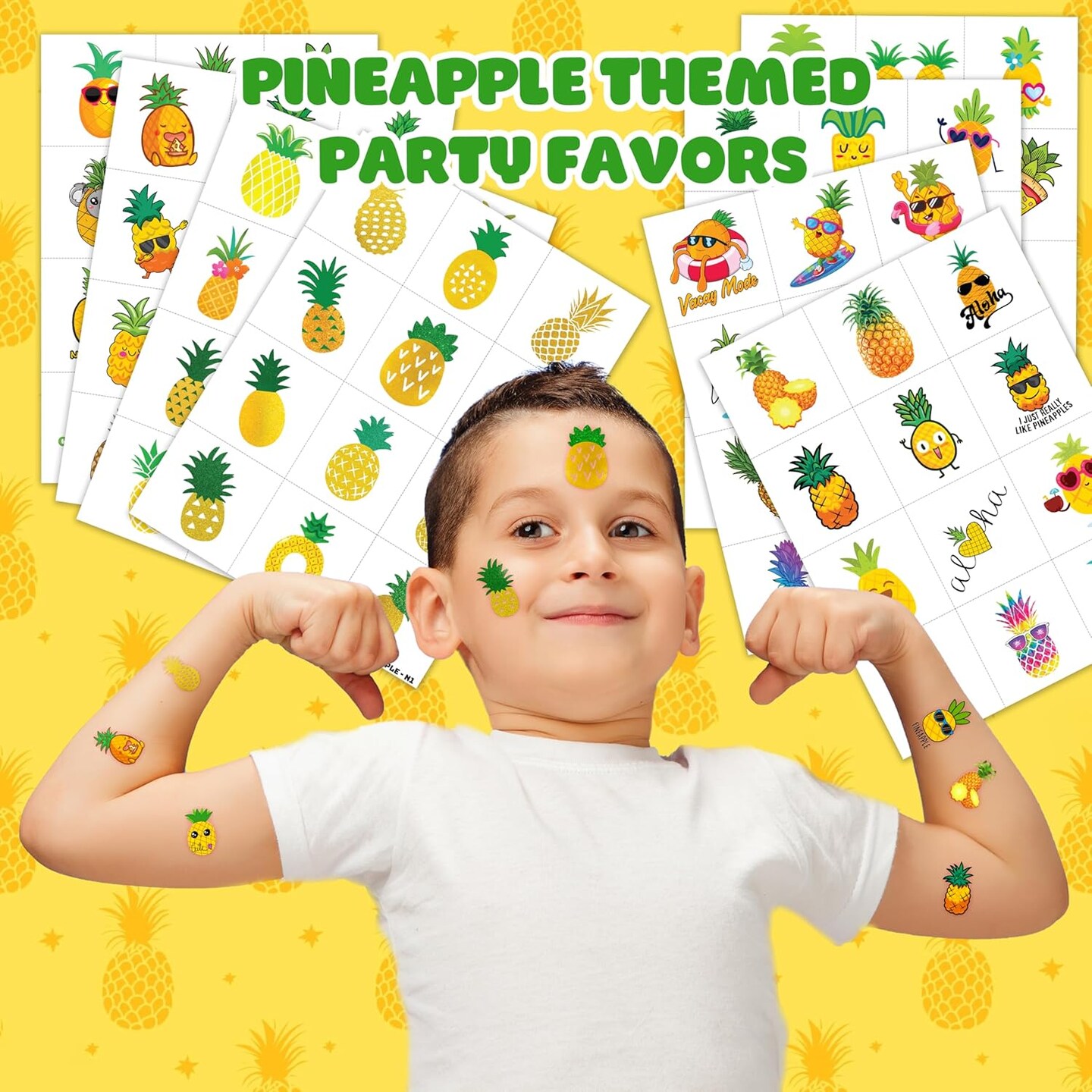 Pineapple Pre-cut Temporary Tattoos (8 Sheets 96PCS)