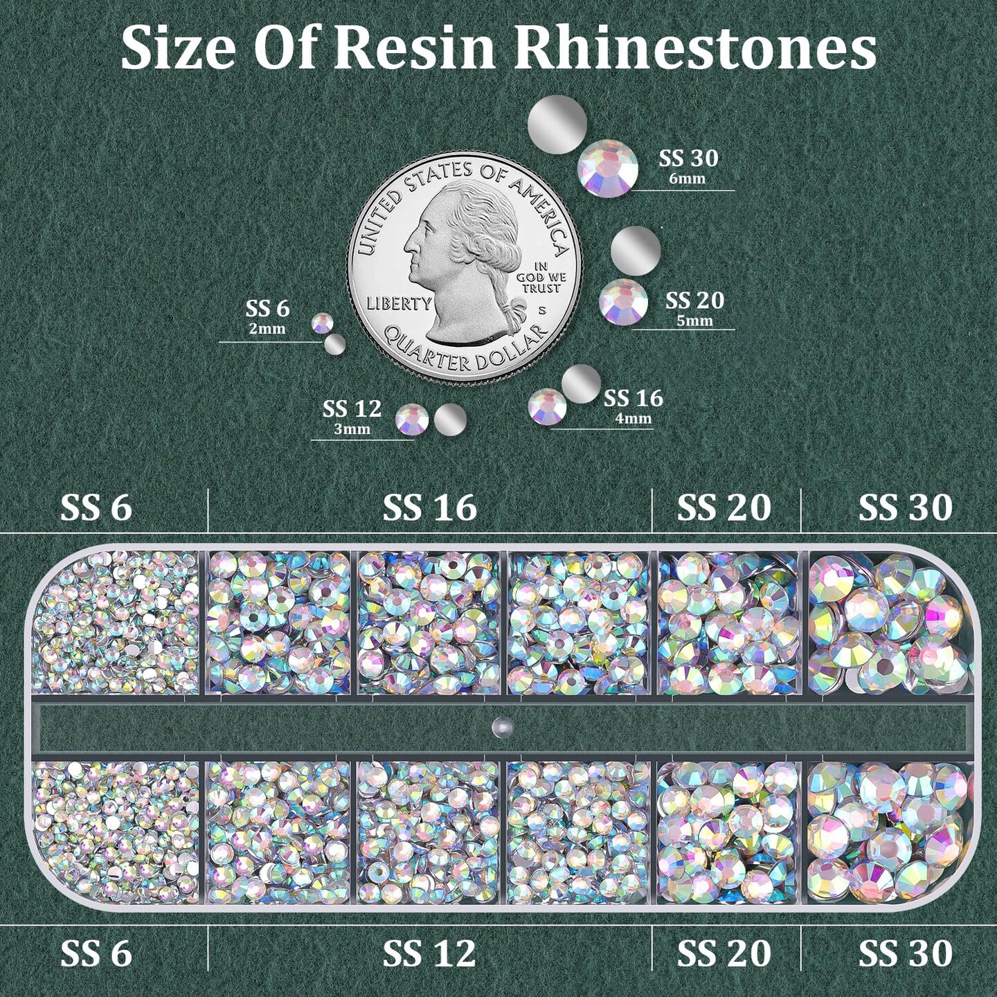 Resin Rhinestones for Crafting with B7000 Jewelry Glue Flatback Crystals(AB)