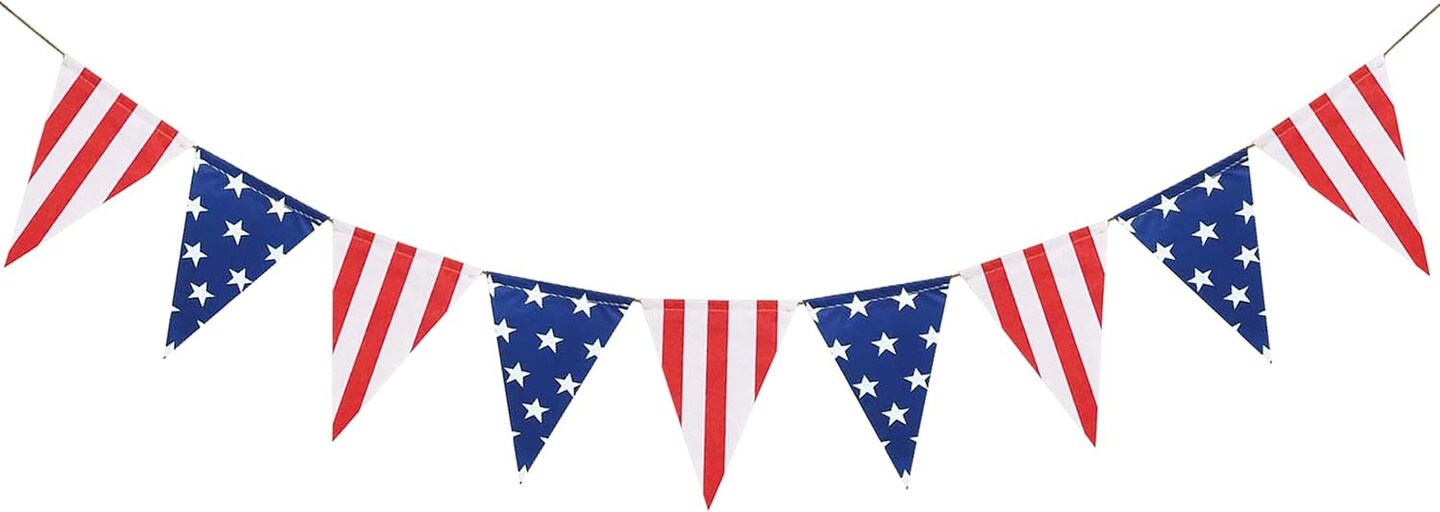 American Stars and Stripes Flag Bunting Garland USA Triangle Banner (Multicolor)