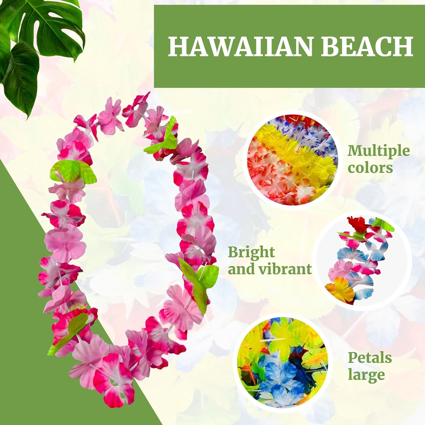 60pcs Hawaiian Leis Bulk for Luau Party, Birthday Party Hawaii Themed Decorations