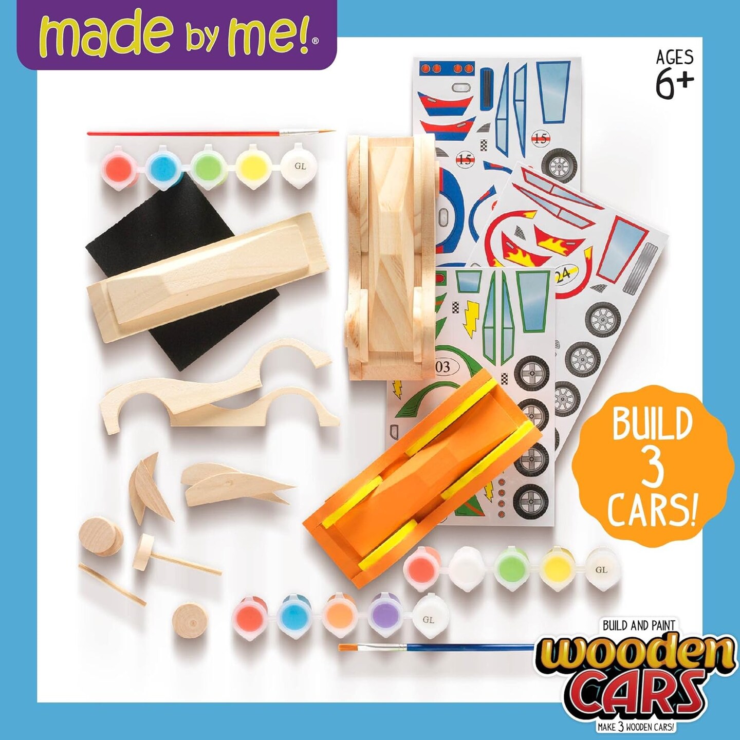 Build &#x26; Paint Your Own Wooden Cars DIY Wood Craft Kit