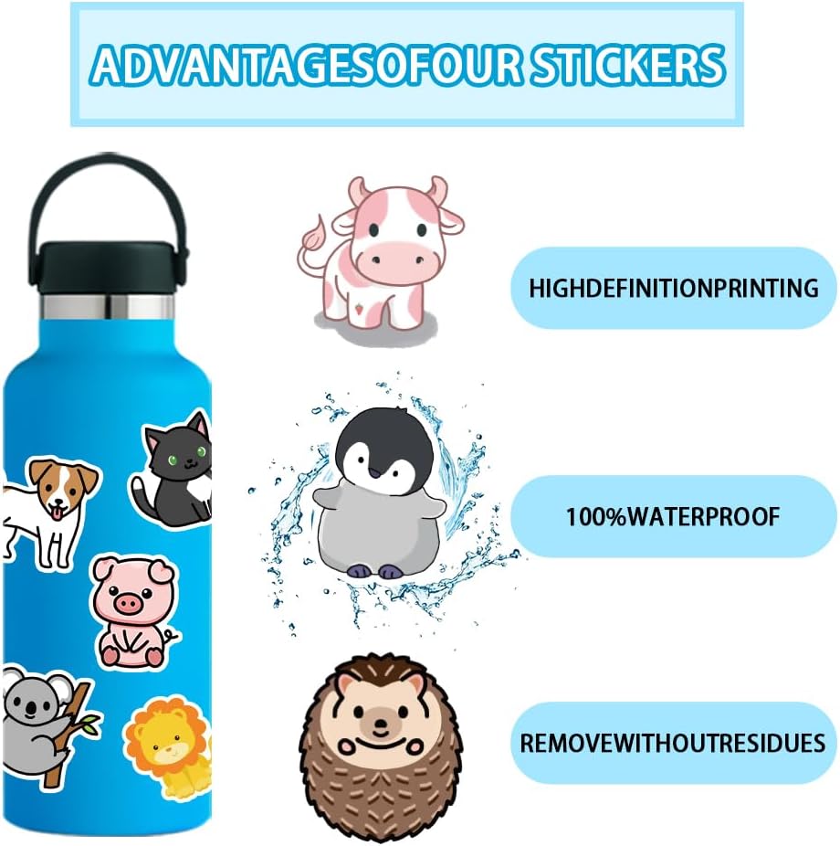 103 PCS Animal Stickers, Cute Animal Stickers
