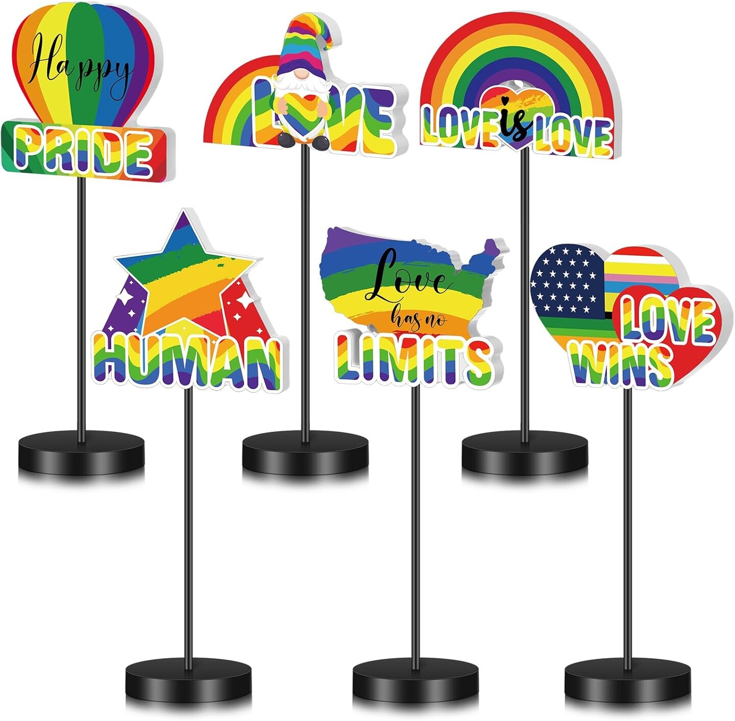 6 Pcs Gay Pride Day Wood Table Decoration LGBT Pride Month Party