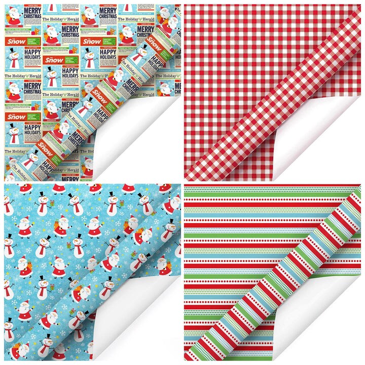 LaRibbons 30&#x22; x 10&#x27; Holiday Wrapping Paper Bundle (4-pack) | Extra, Extra