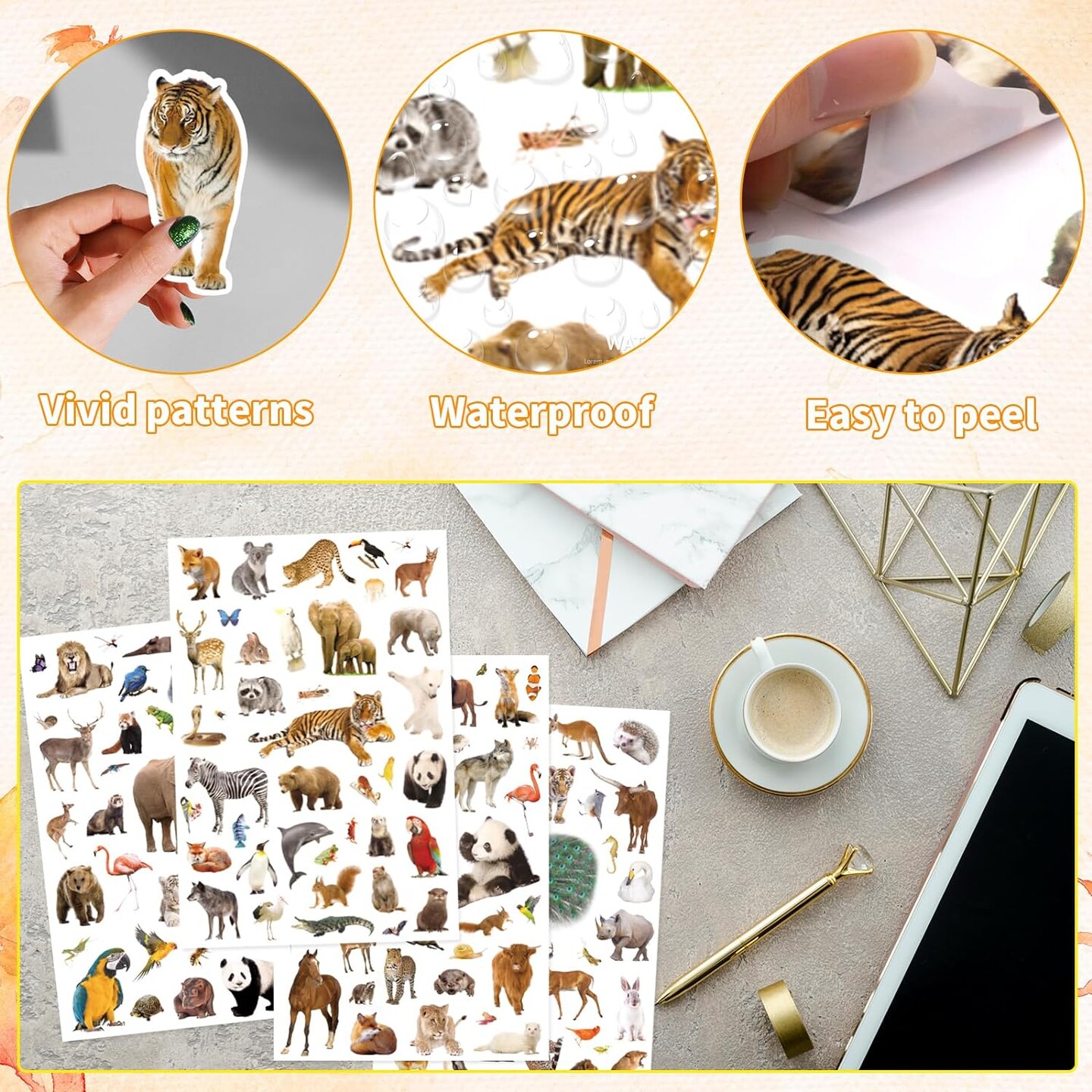 Wild Animals Stickers 750 Count Safari Jungle Animal Woodland Wildlife Zoo
