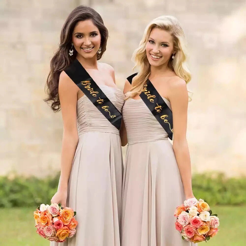Bride To Be Satin Sash in Shining Gold Wedding Shower Party Accessory