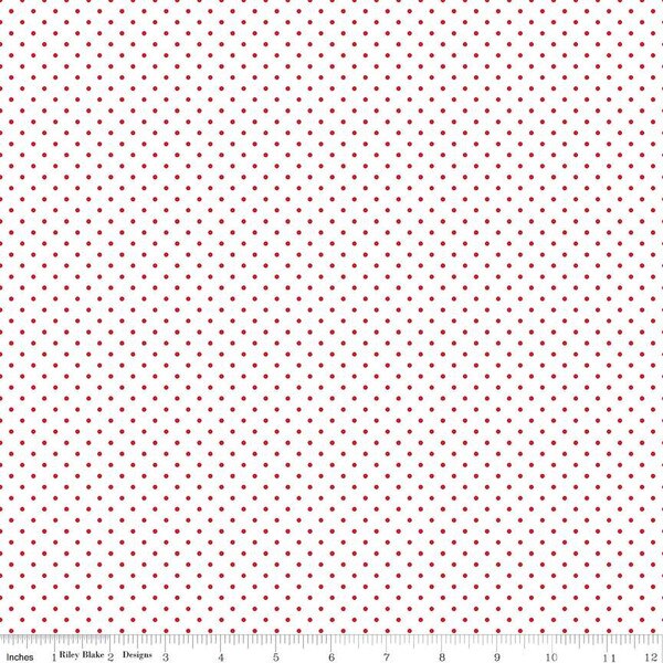 Swiss Dot in Red on White (c660-80 red) | Swiss Dot | Riley Blake Designs | Riley Blake