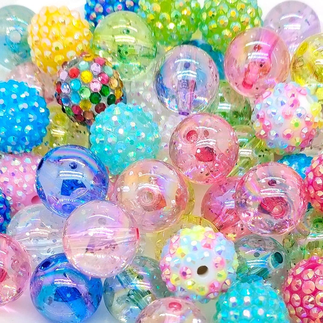 Colorful Rhinestone Beads Round Spacer Beads for Jewelry Making Crafts(18mm mix colors)