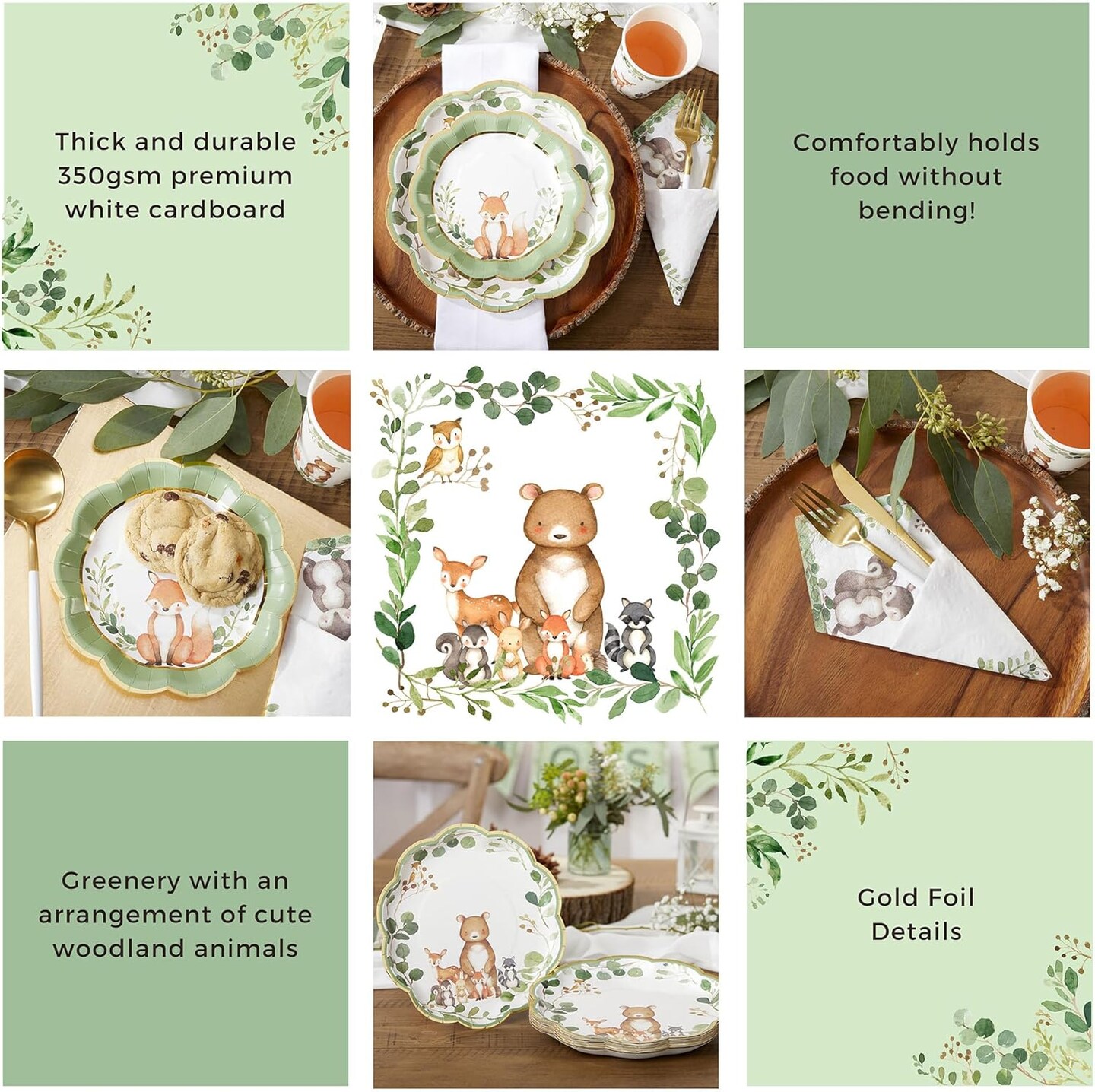 Woodland Baby Shower Decorations - 78-Piece Baby Shower Plates and Napkins Set