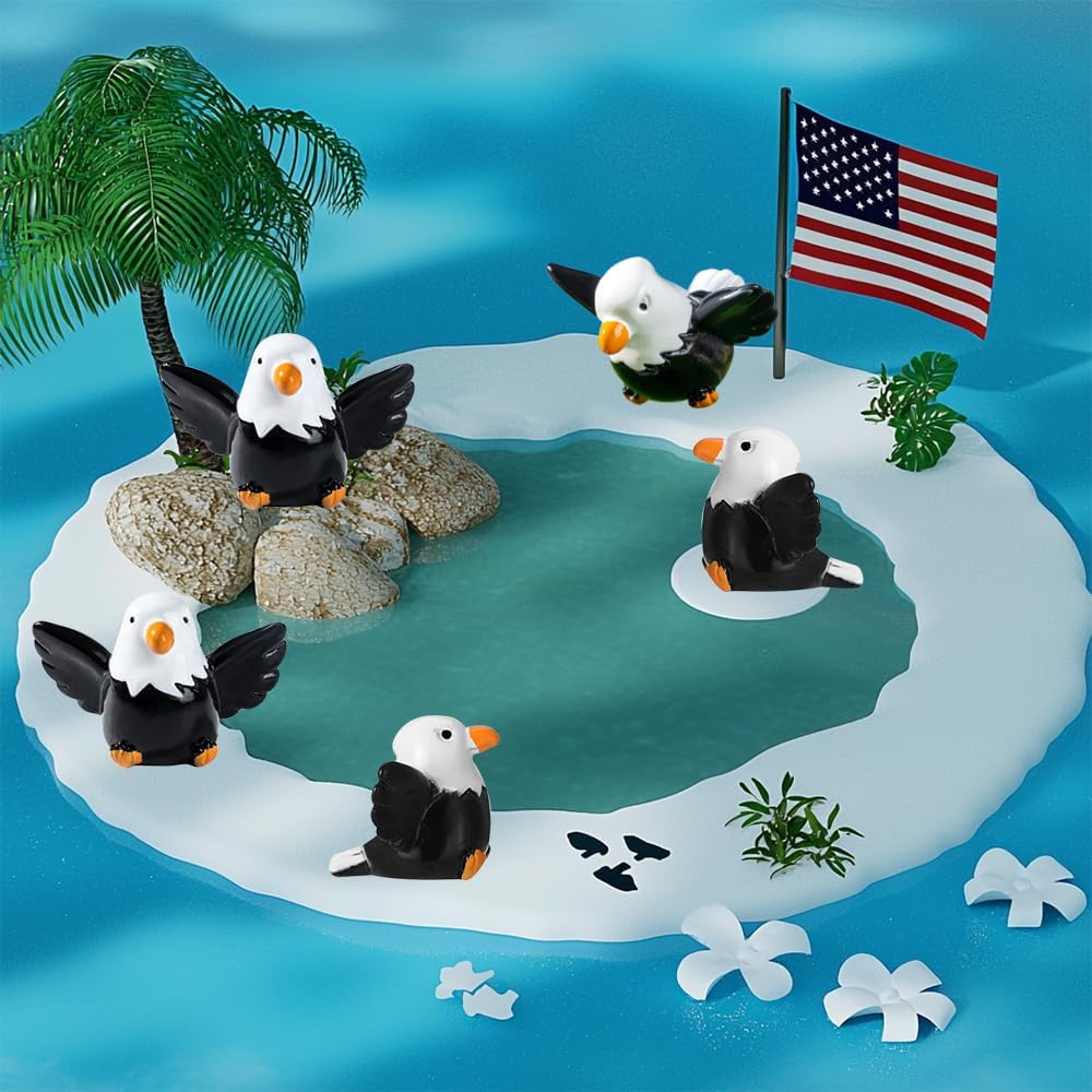 24 Pcs Mini Resin Bald Eagle,Patriotic Bald Eagle Bird Figurines
