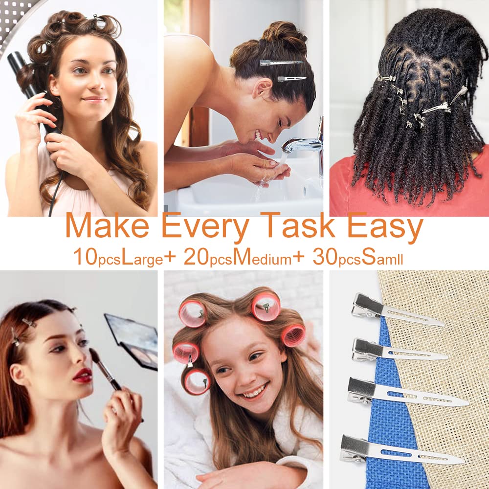 60Pcs Metal Duck Billed Hair Clips for Women Styling Sectioning, Silver Hair Pins(60pcs Mixed)