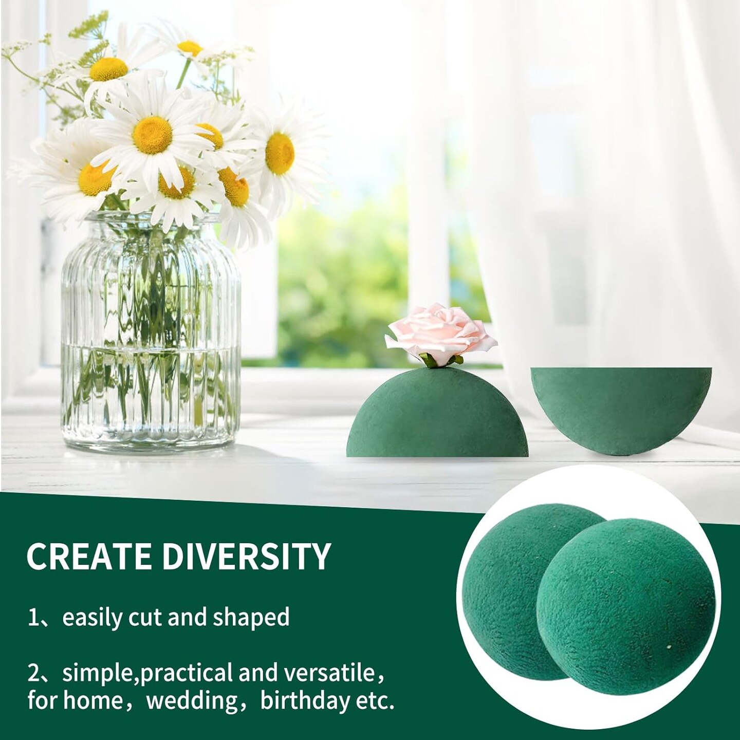 Floral Foam Balls, 2 Pcs 3.54&#x27;&#x27; Flower Foam