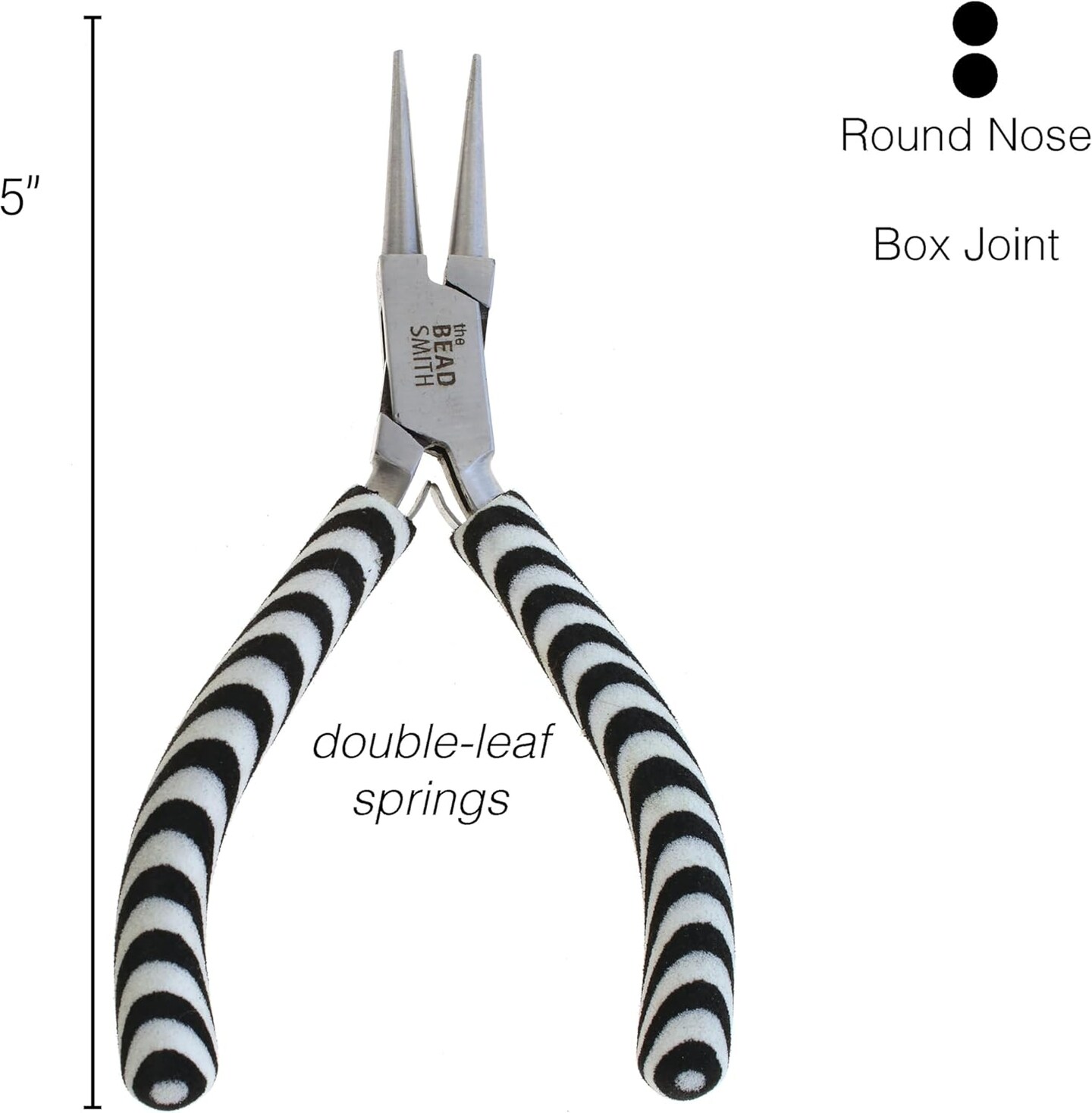 The Beadsmith Chain Nose Pliers – Zebra Print Line – Comfortable Handle with Double Leaf Springs – Jewelry Making Tool for Creating Bracelets, Earrings and Necklaces