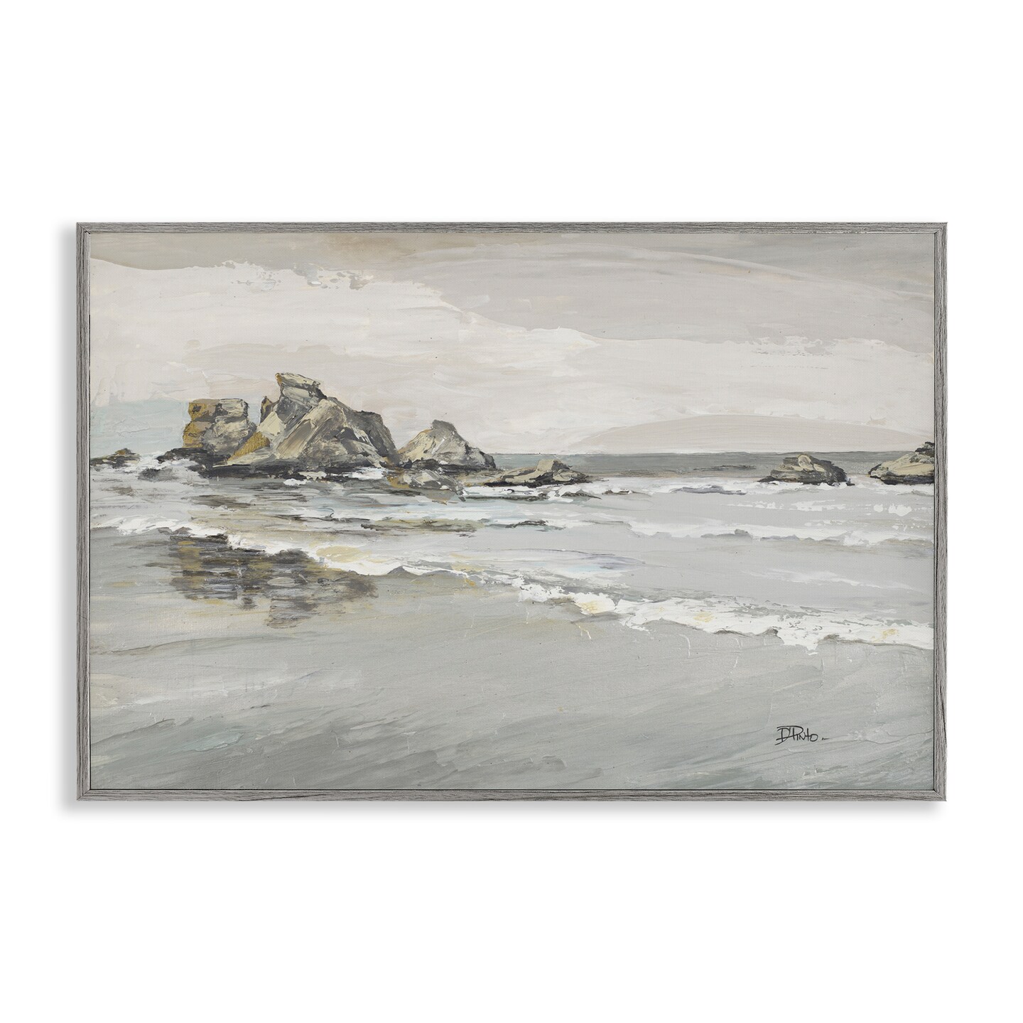 Stupell Industries Coastal Rocks on Reflective Shore Framed Giclee By ...