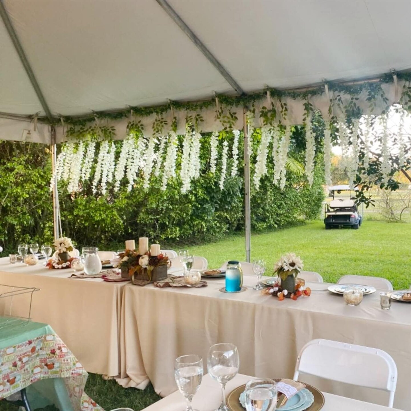 Artificial Wisteria Hanging Flowers Fake Wisteria Flower Garland Silk Vines (White)