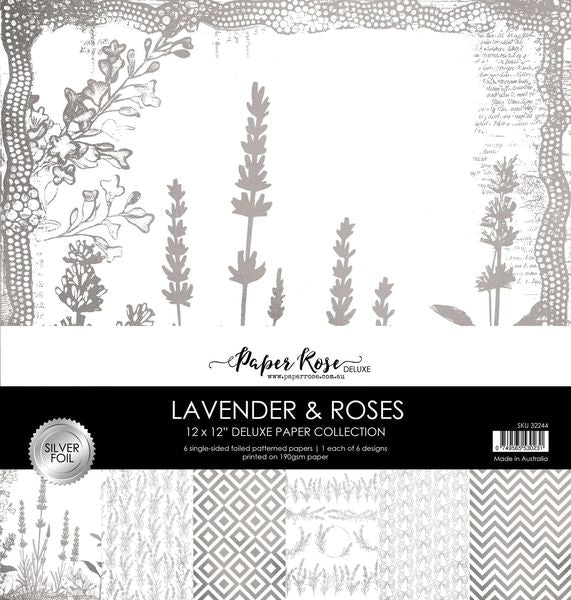 Paper Rose Lavender & Roses - Silver Foil 12x12 Paper Collection 32244
