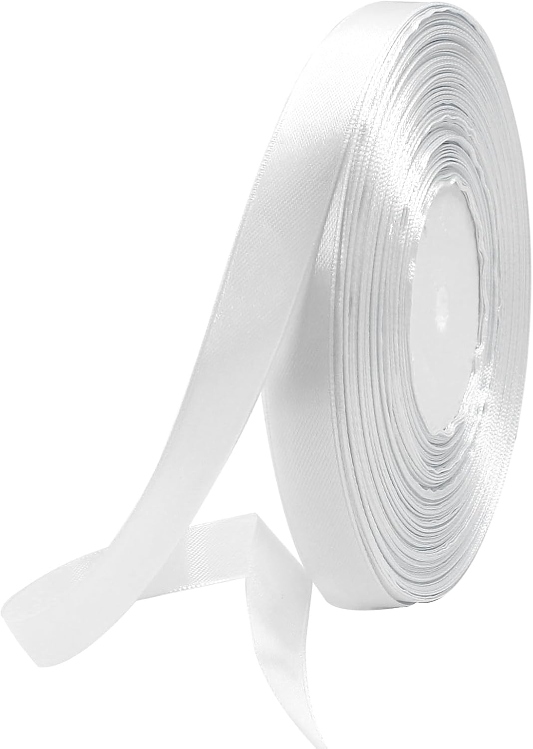 100 Yards 5/8 Inch White Satin Ribbon, Solid Fabric Ribbon Roll