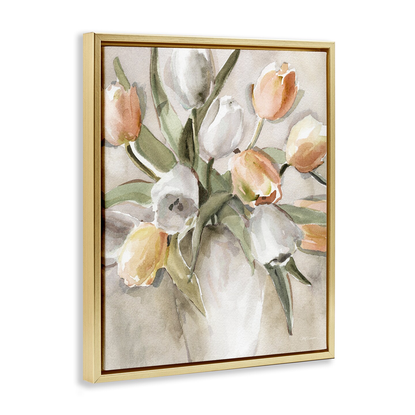 Stupell Industries Peach Tulips Bouquet Floating Frame By Carol Robinson