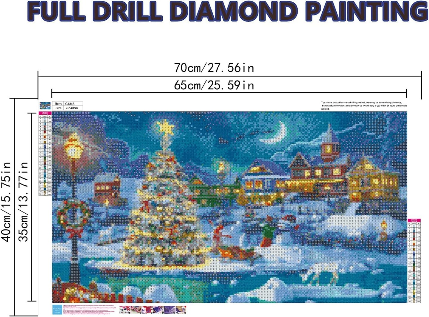 Christmas Night Diamond Painting , DIY 5D Diamond Painting Kits (28x16 inch)