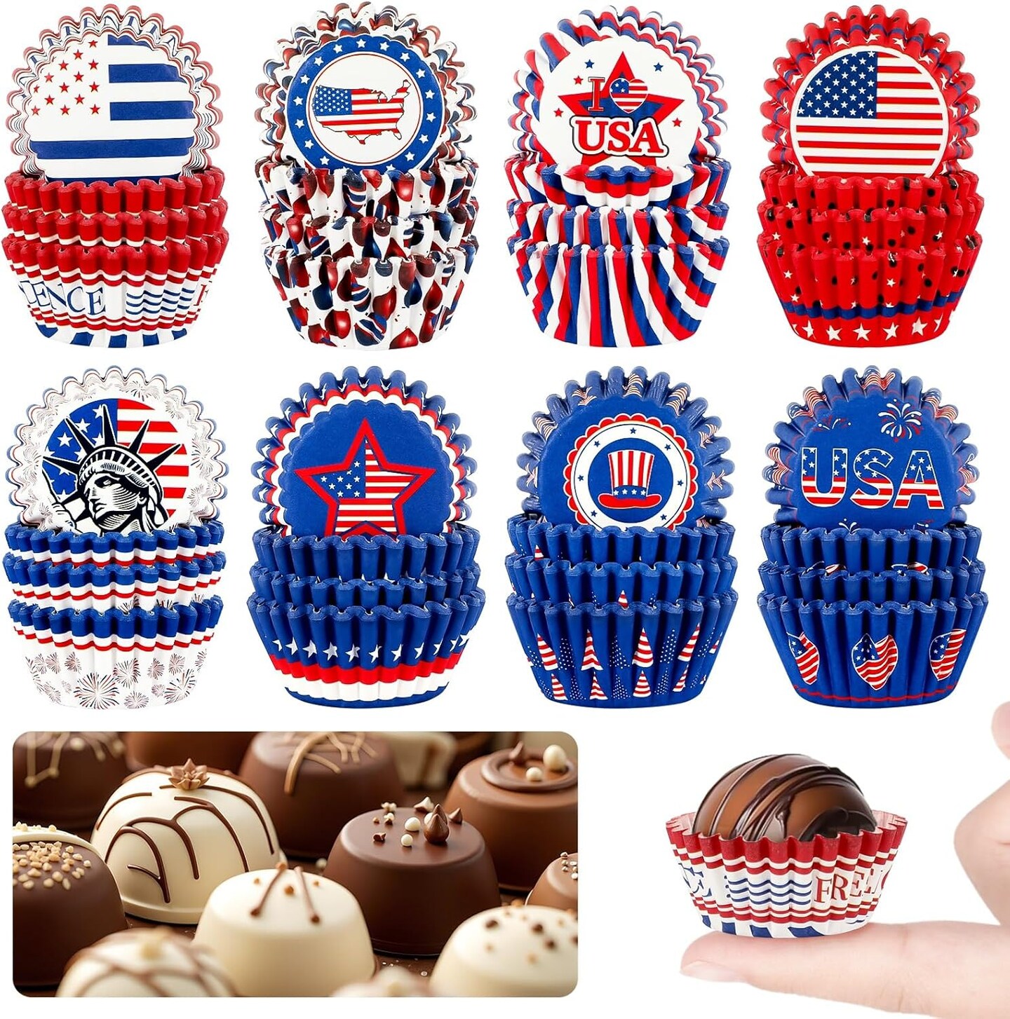 800pcs 4th of July Mini Cupcake Liners Independence Day(Multicolor)