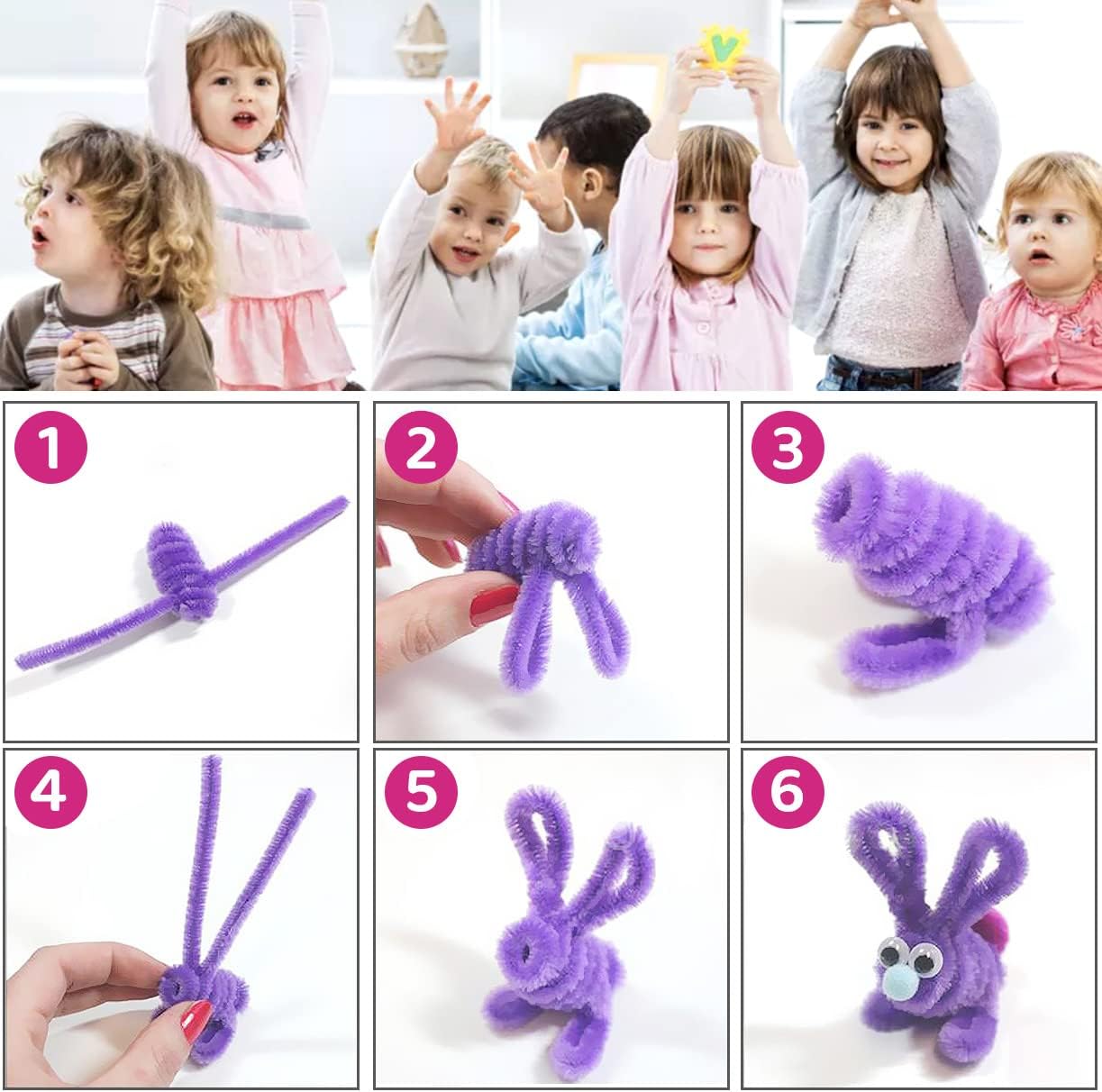 600 Pcs - 30 Colors Chenille Stems DIY Art Craft Decorations (7 mm x 12 Inch)