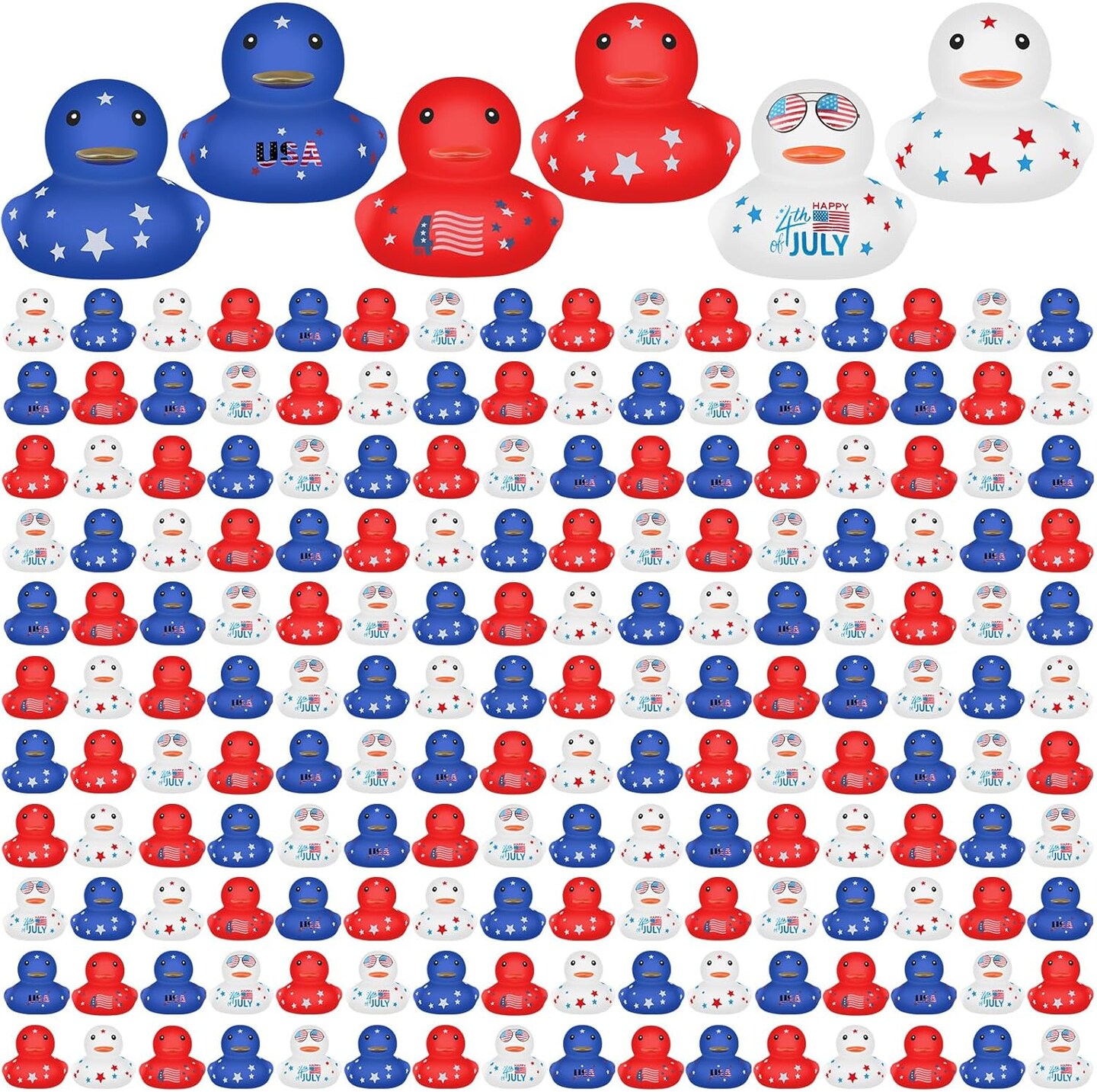 100 Pcs Patriotic Rubber Duck Bulk 1.96 Inch 4th of July 250th Anniversary Rubber Duck Independence Day 1776-2026 American Flag Ducky for Memorial Day Birthday Adult Pool (Classic)