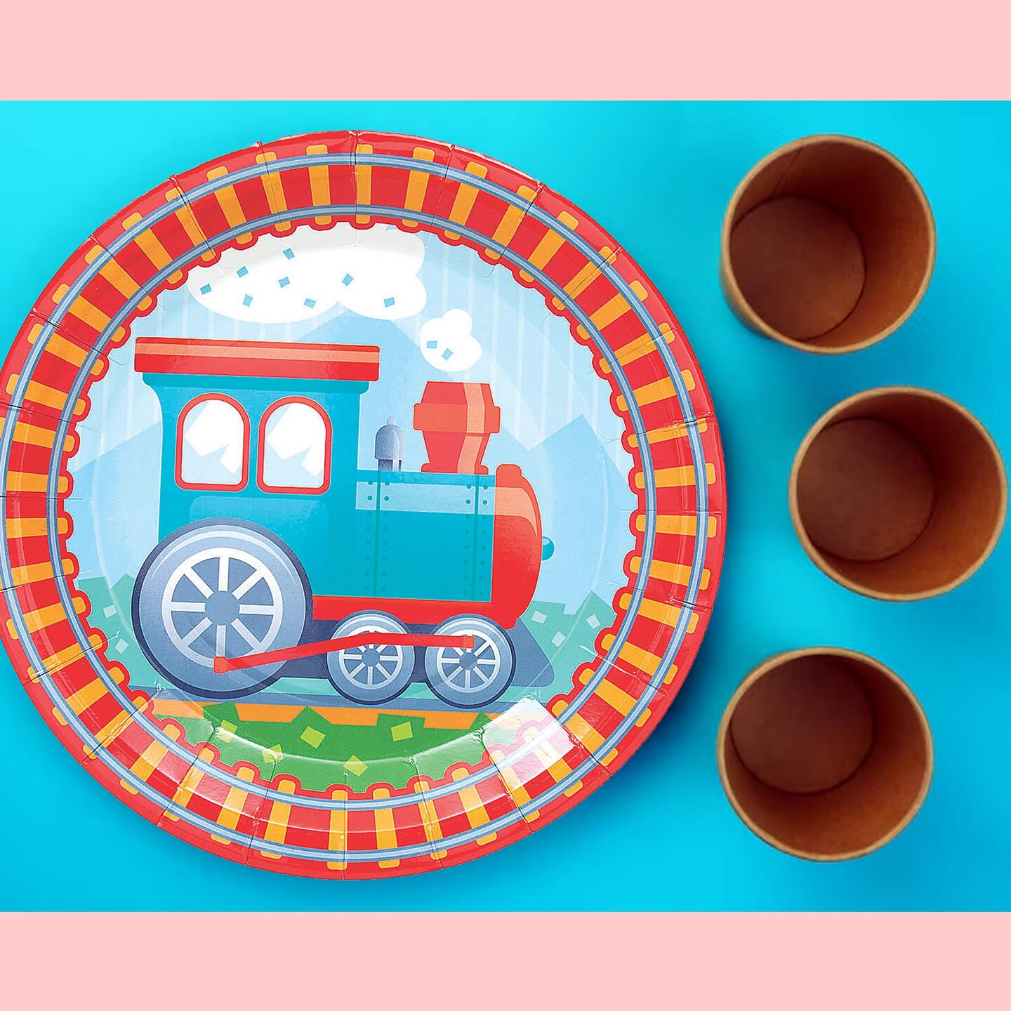 8 Count Train Party Paper Dinner Plates for Kids Birthday Celebration and Themed Events 9"