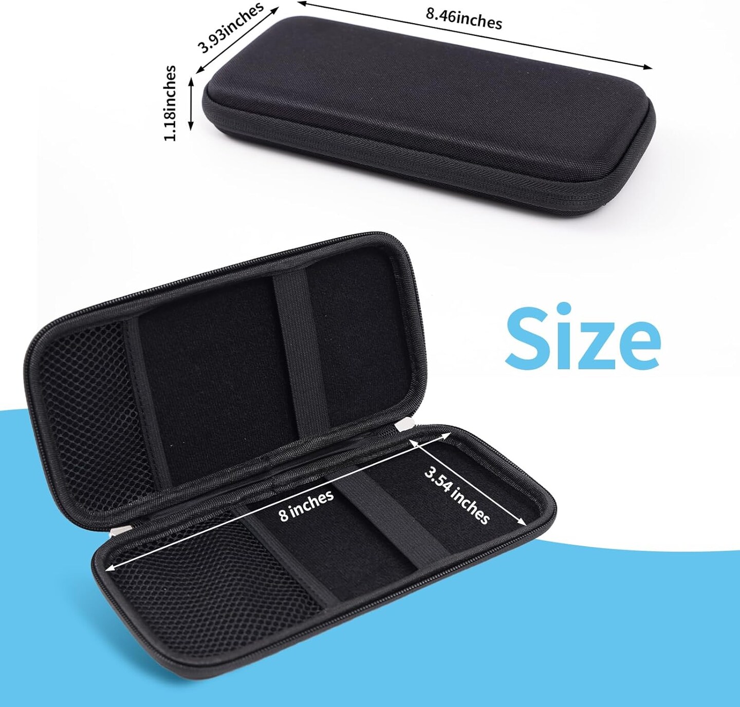 Upgraded Hard Pencil Case Box for Adluts,Durable Pen Carrying Case with Zipper-Black