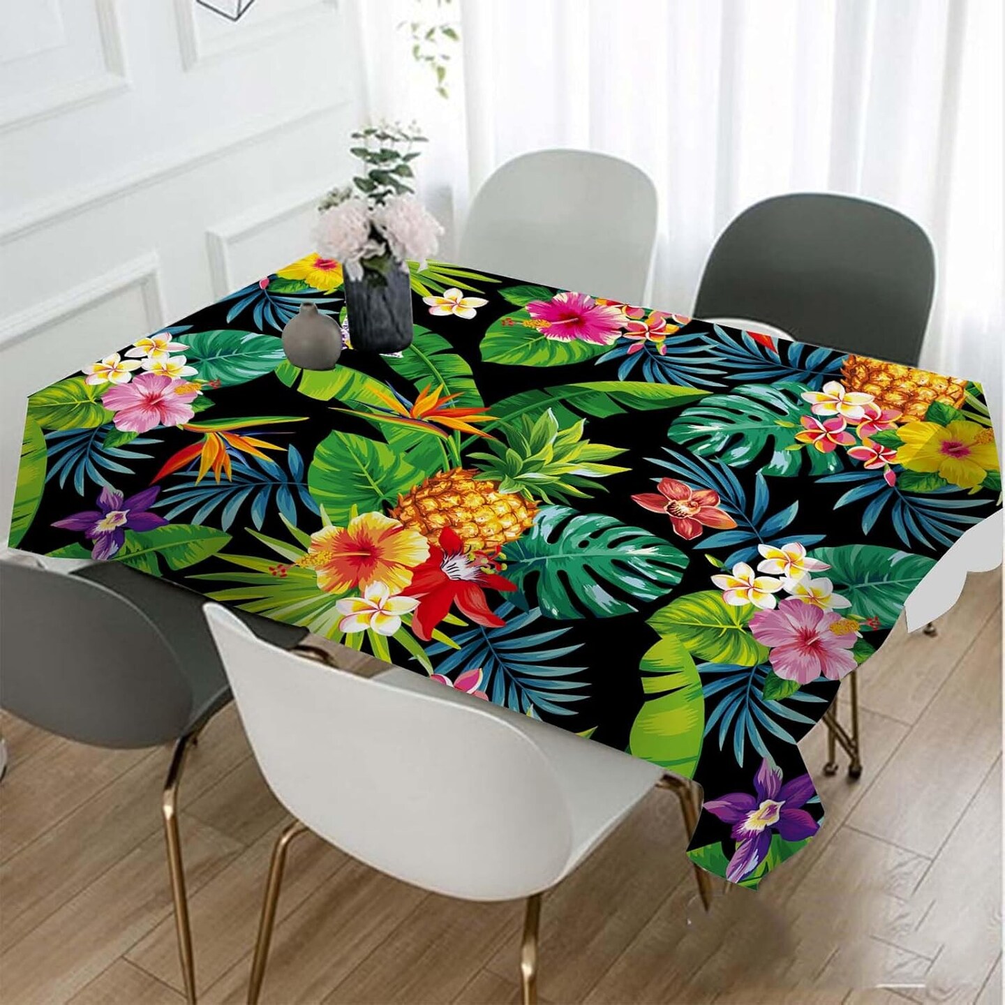 Pineapples Decorative Rectangle Tablecloth (60 x 84 Inch 6-8 Seats)