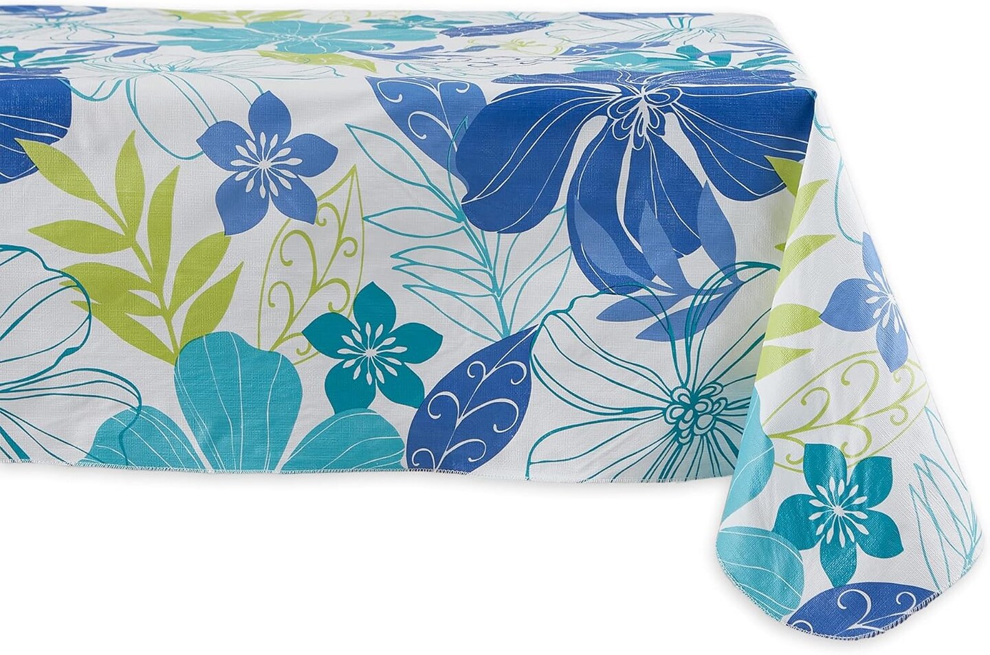 Summer Vinyl Table Cover Collection Flannel Backed Floral Tablecloth