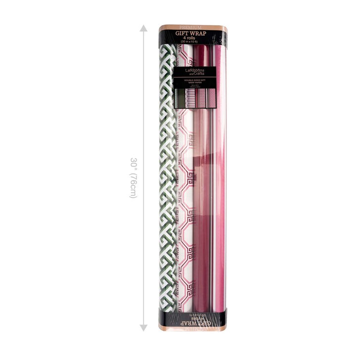 LaRibbons 30" x 10' Wrapping Paper Bundle (4-pack) | Greek Key