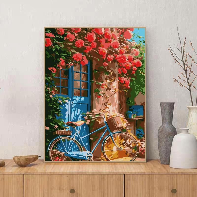 Paint by Numbers for Home Wall Art Decor-Flowers and Bicycles