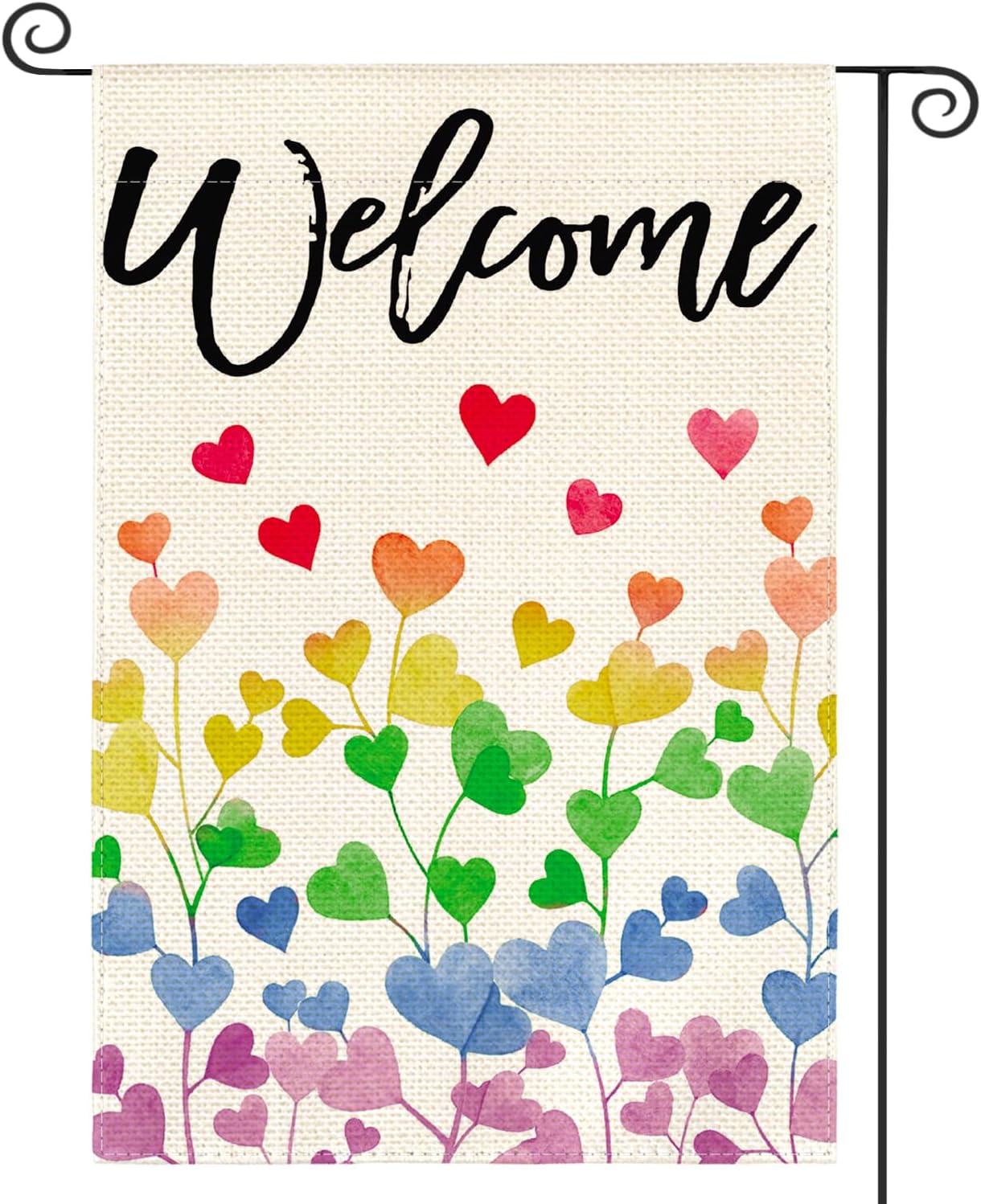 Love Hearts Rainbow Pride Garden Flag – 12×18 Inch Double-Sided LGBTQ+ Equality Yard & Outdoor Flag