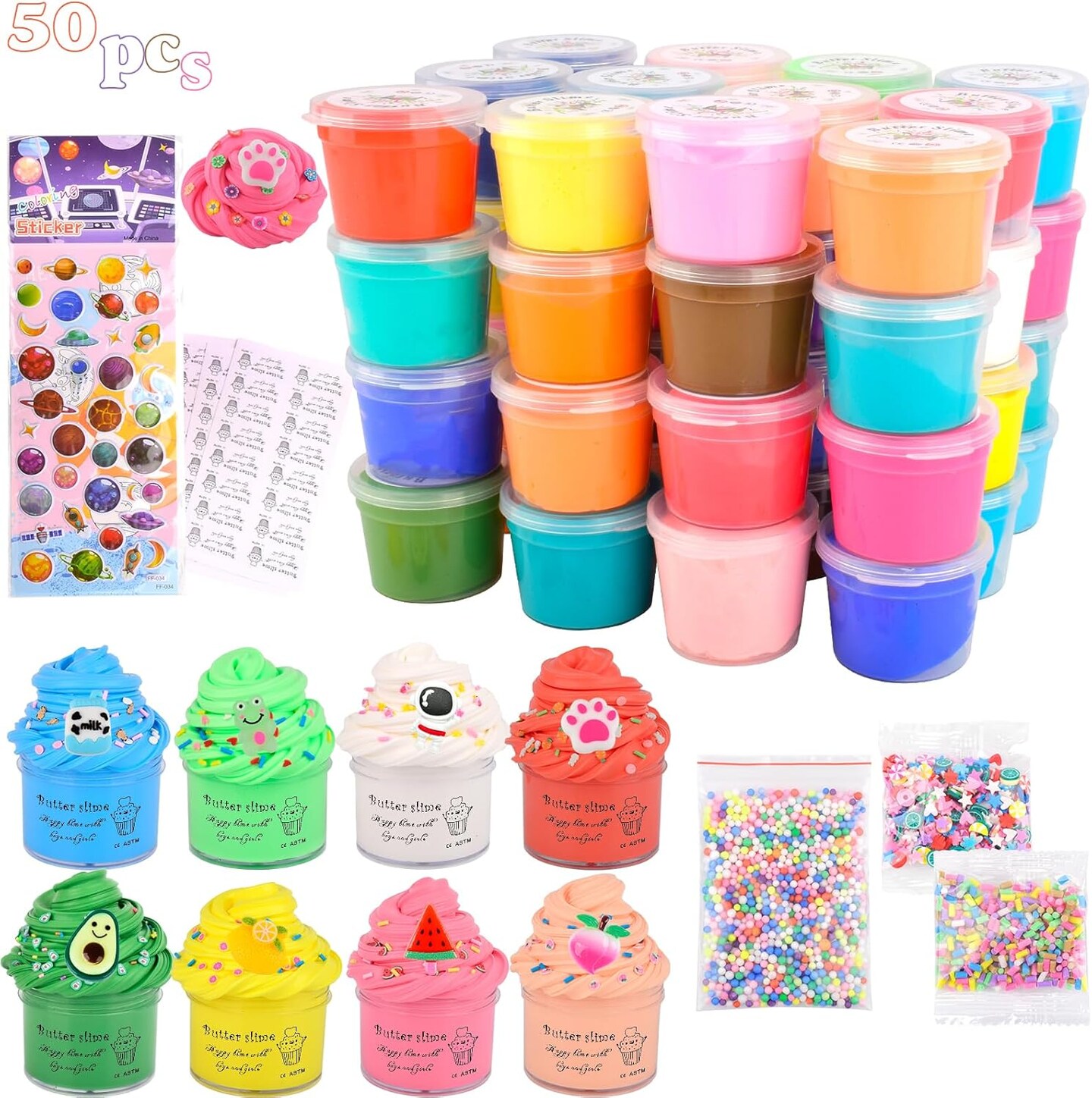 50 Pack Mini Butter Slime Kit,