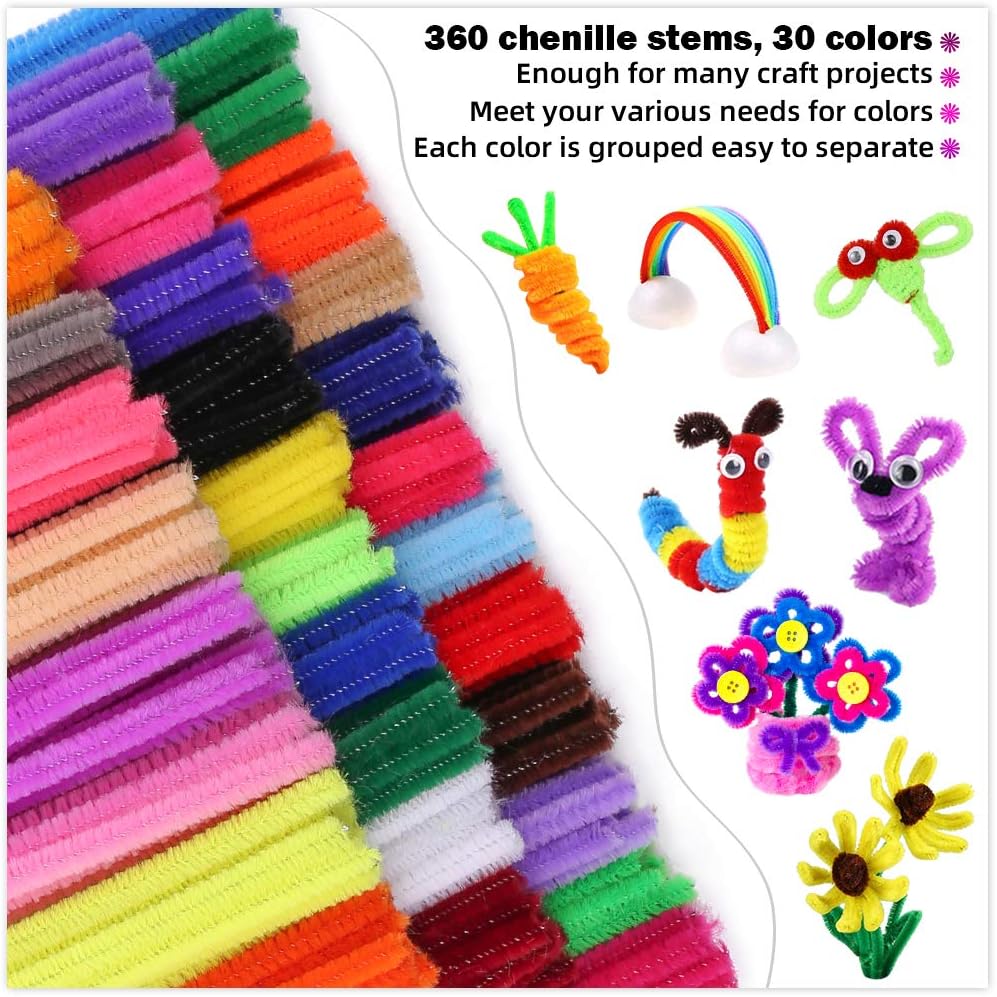 12inch - 360 Pieces Pipe Cleaners Craft Chenille Stems