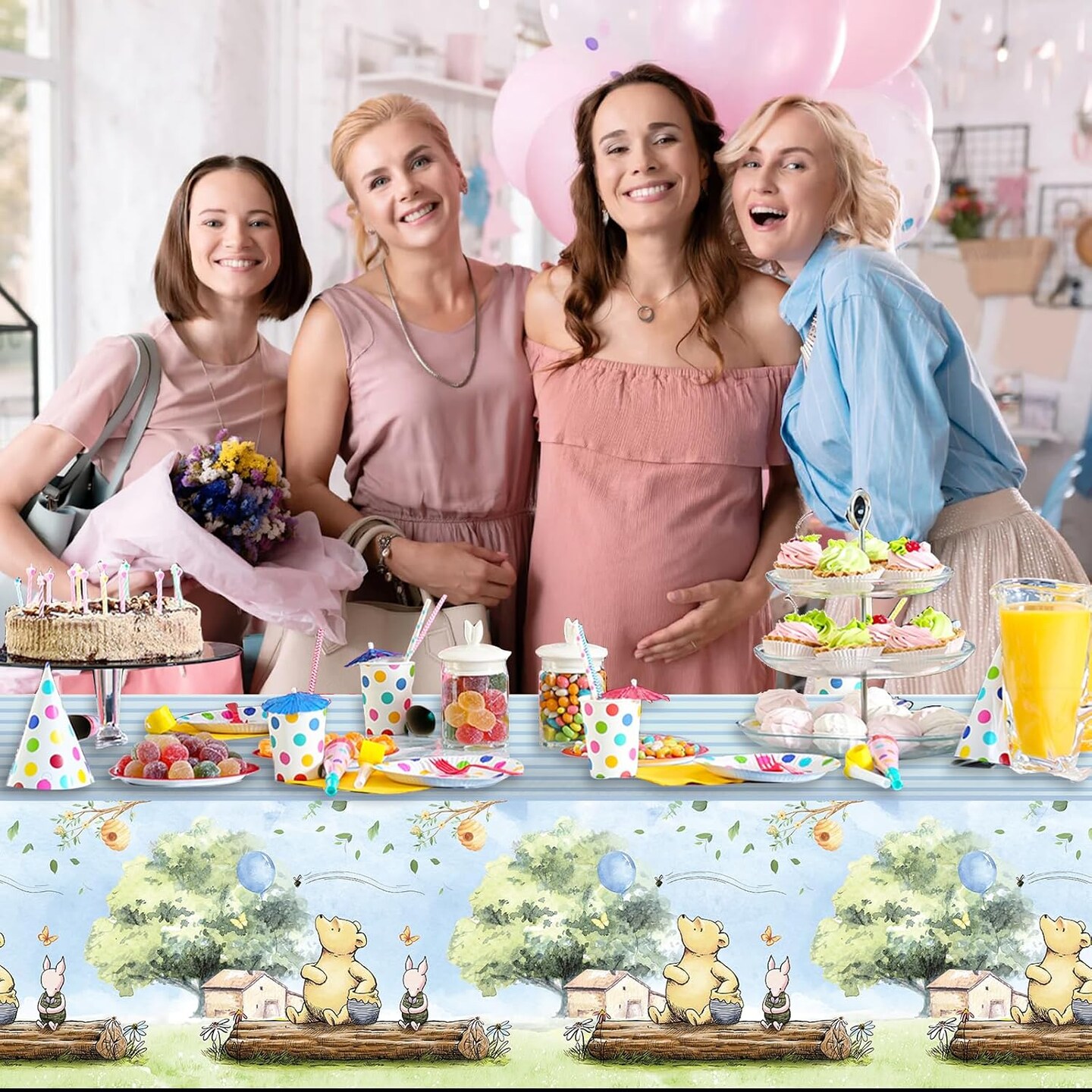 3PCS Winnie Baby Shower Tablecloths