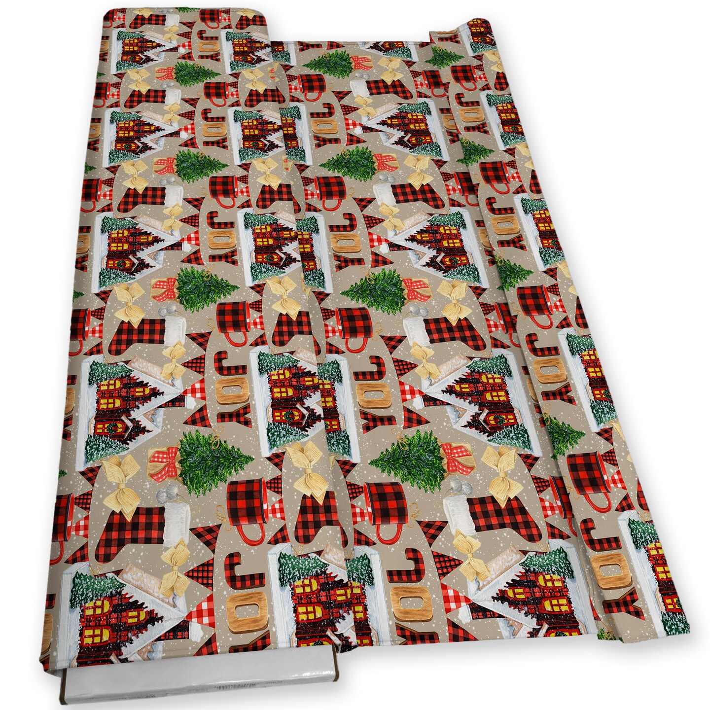 DAVID TEXTILES CHRISTMAS PLAIDS  CREAM 8 YD BOLT
