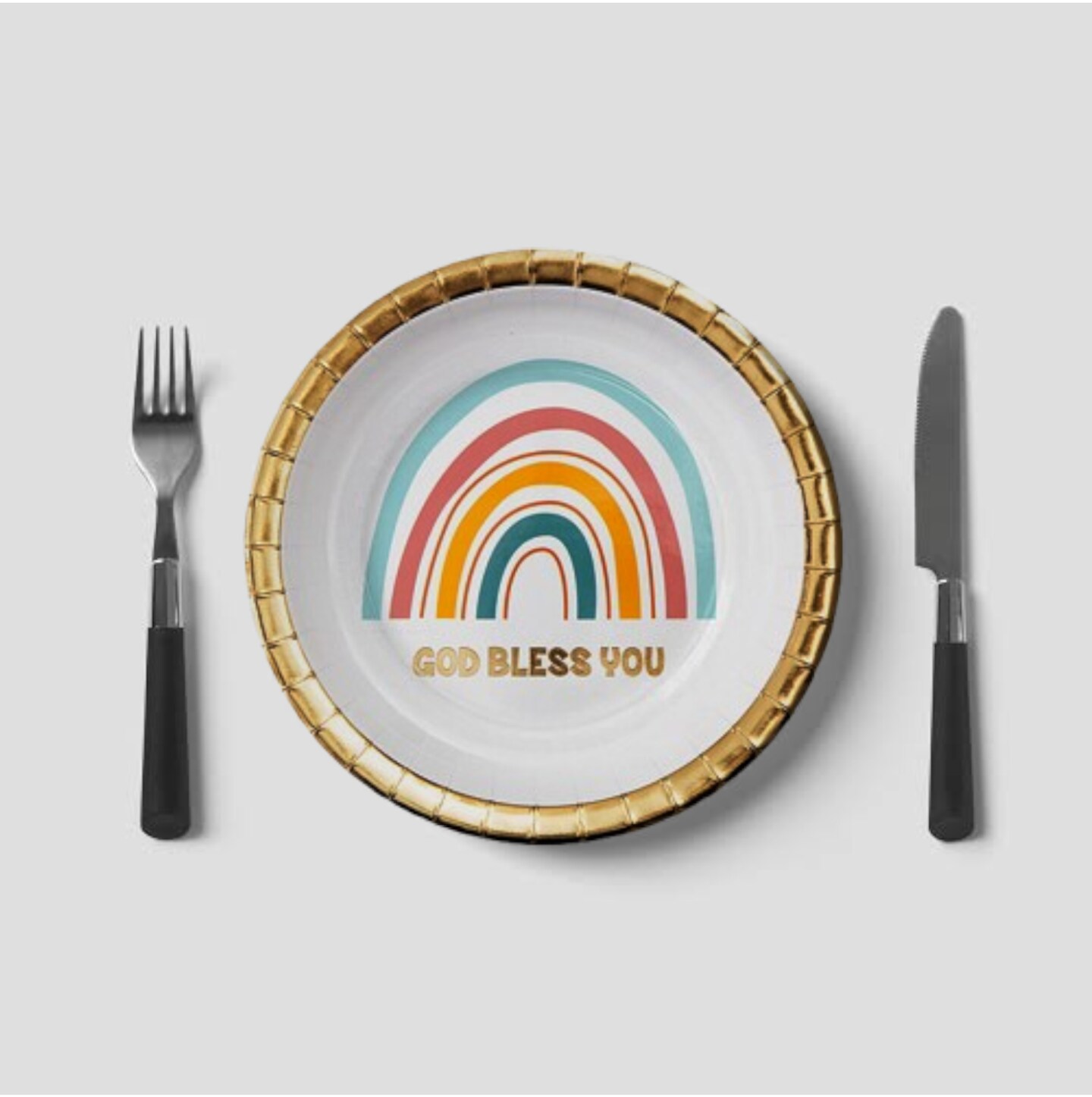 8 Count Religious Happy Birthday Rainbow Dessert Plates 7 Inch for Faith Celebrations