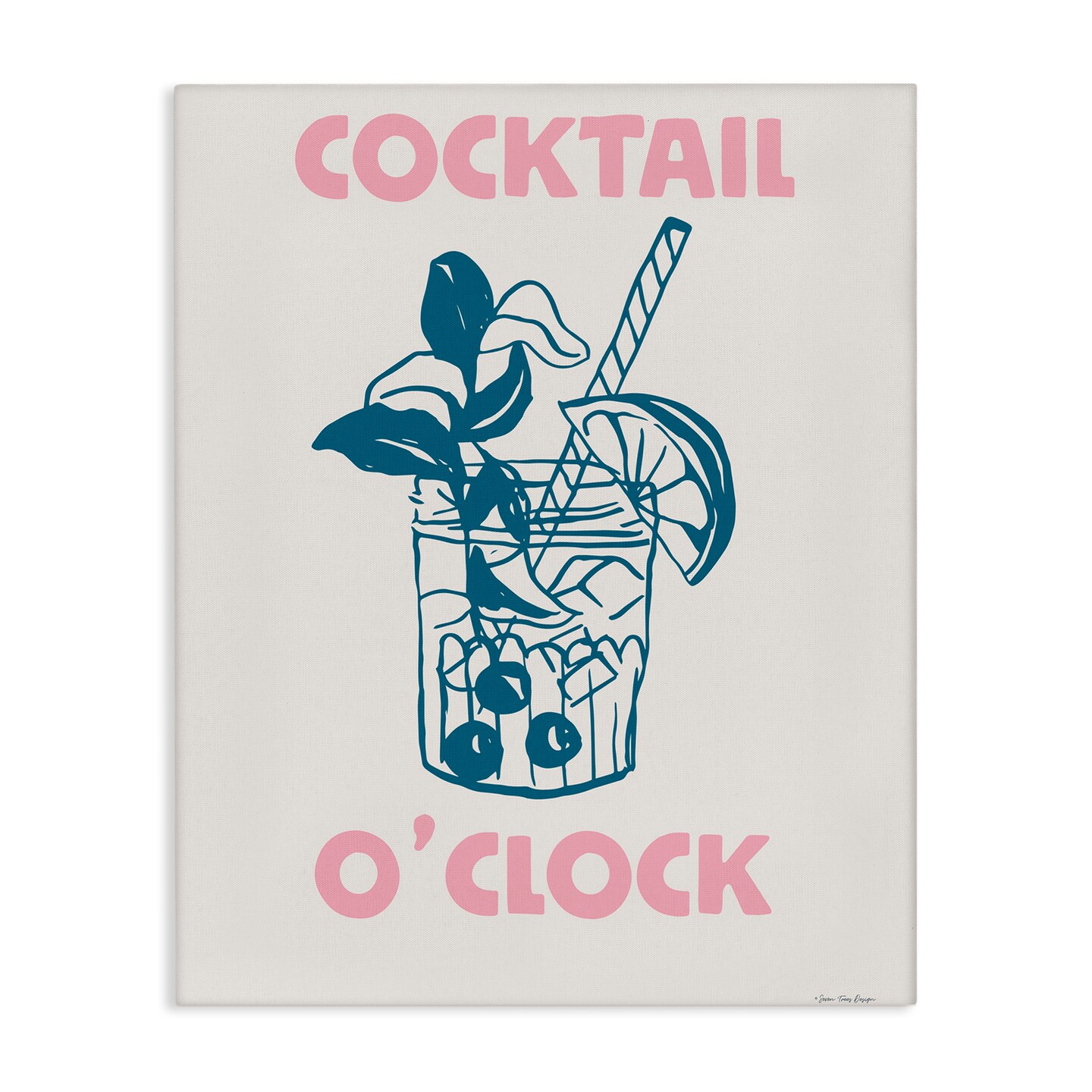 Stupell Industries Pastel Cocktail O'Clock Canvas By Seven Trees Design