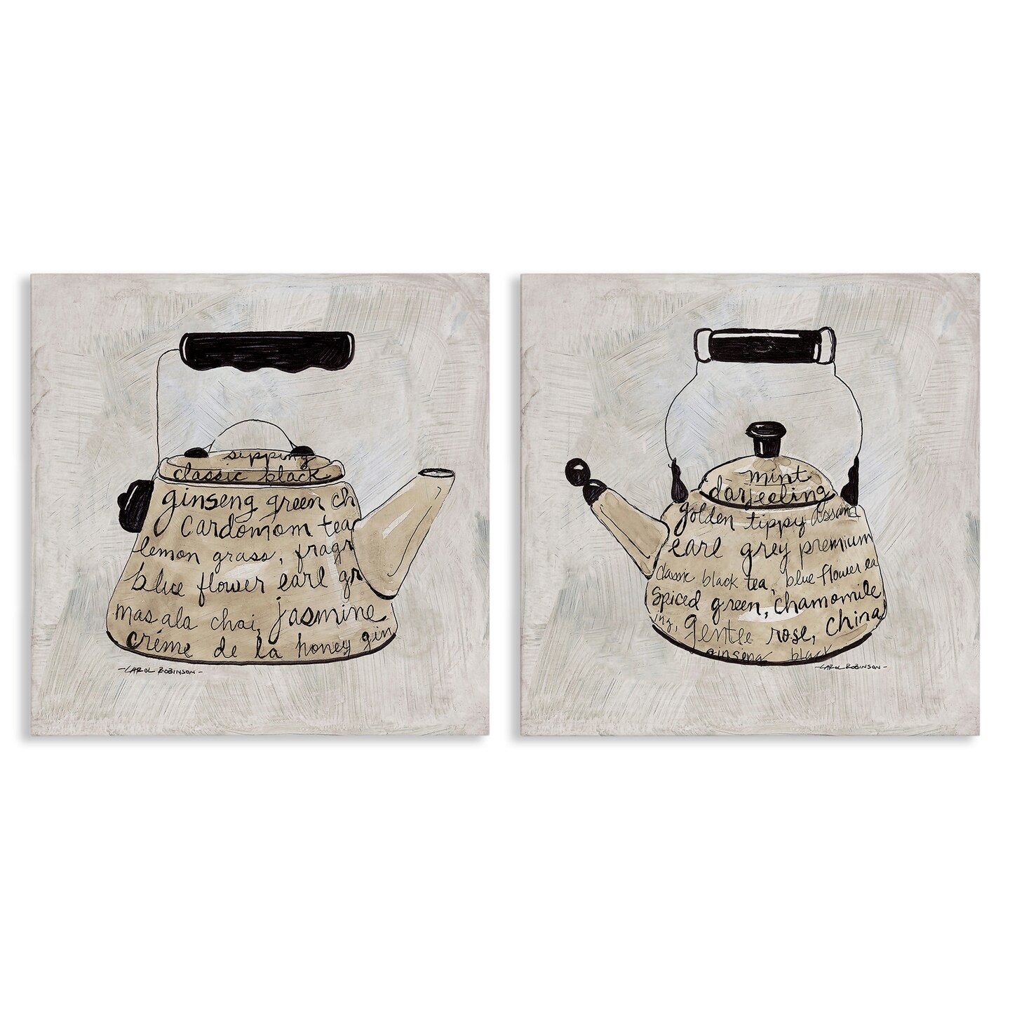 Stupell Industries Antique Tea Kettle Phrases 2pc Canvas Set By Carol Robinson
