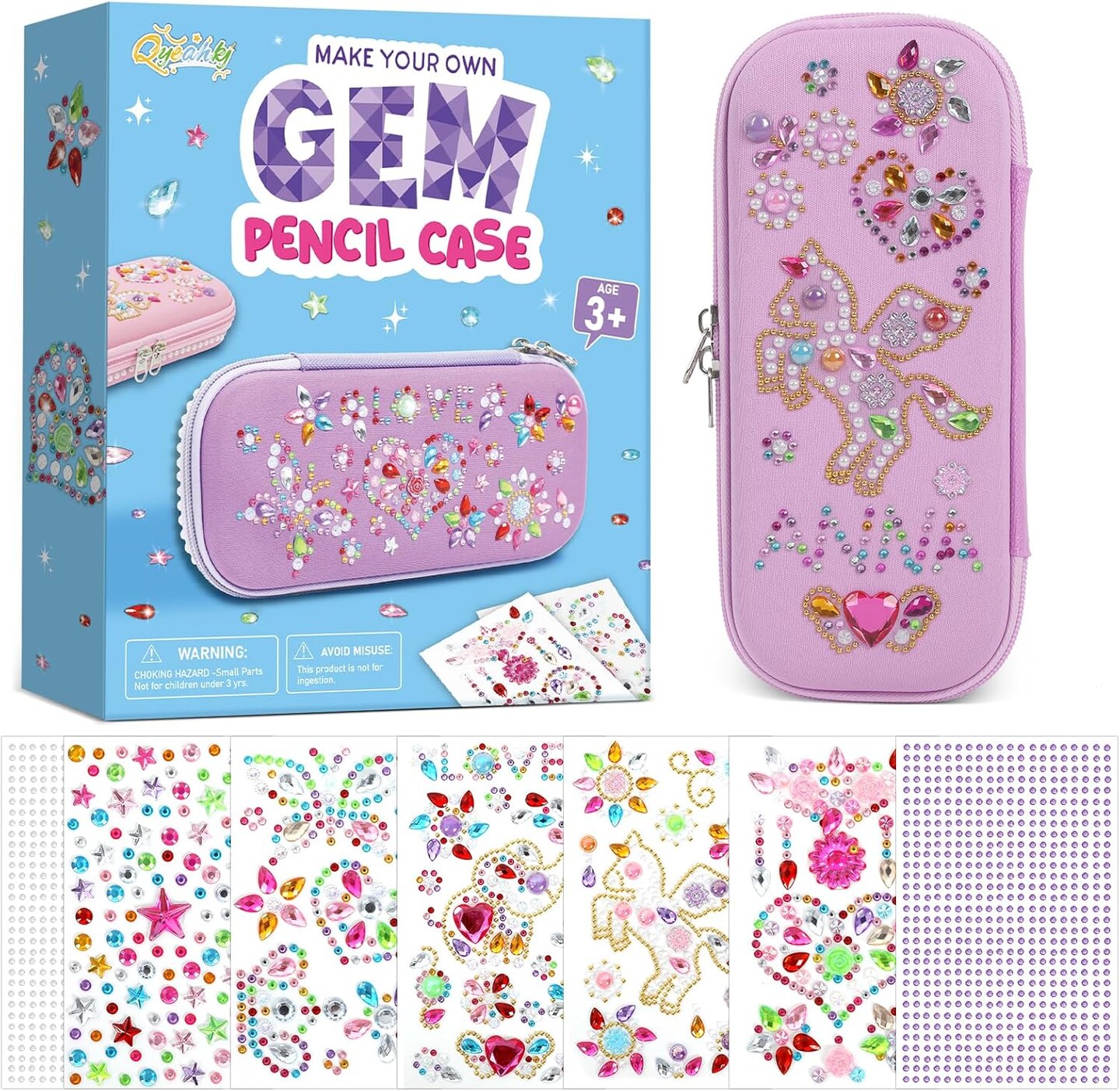 Gem Diamond Stickers Painting Crafts Decorate Your Own DIY Pencil Case