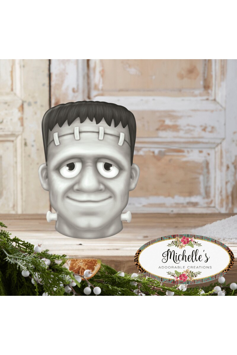 12&#x22; Metal Embossed Sign: Frankenstein (Black)