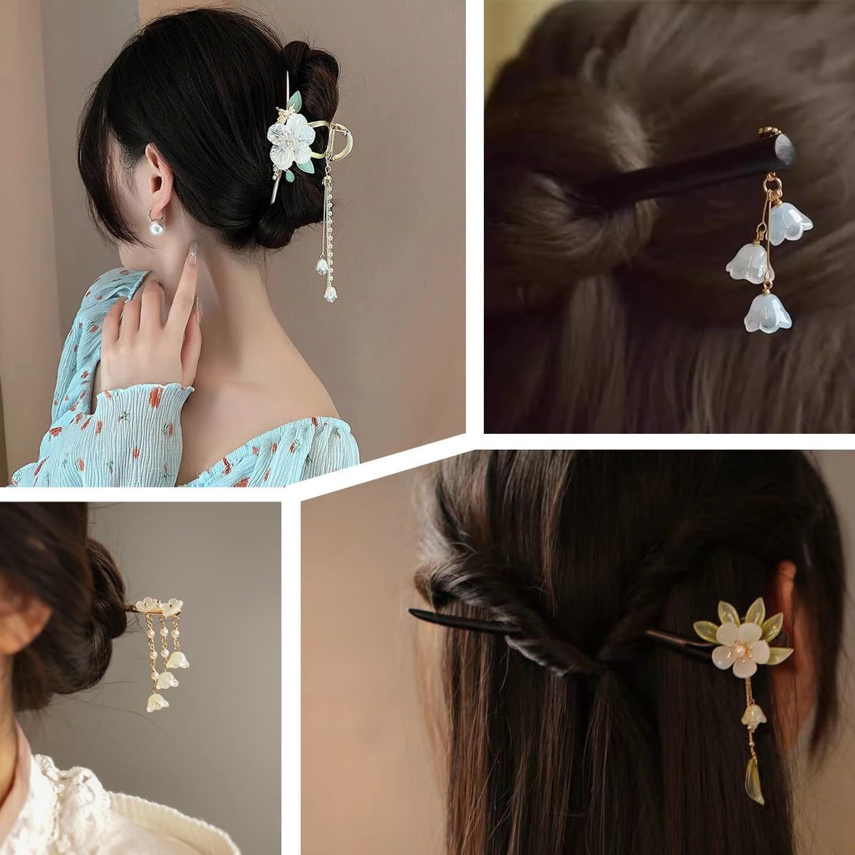 100Pcs Czech Glass Trumpet White Bellflower Charm Flower Beads