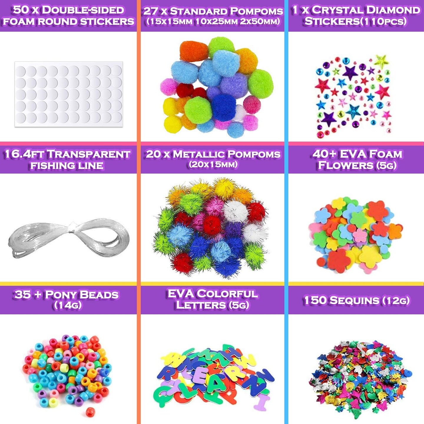 Kids Crafts and Art Supplies Jar Kit - 550+ Piece Set