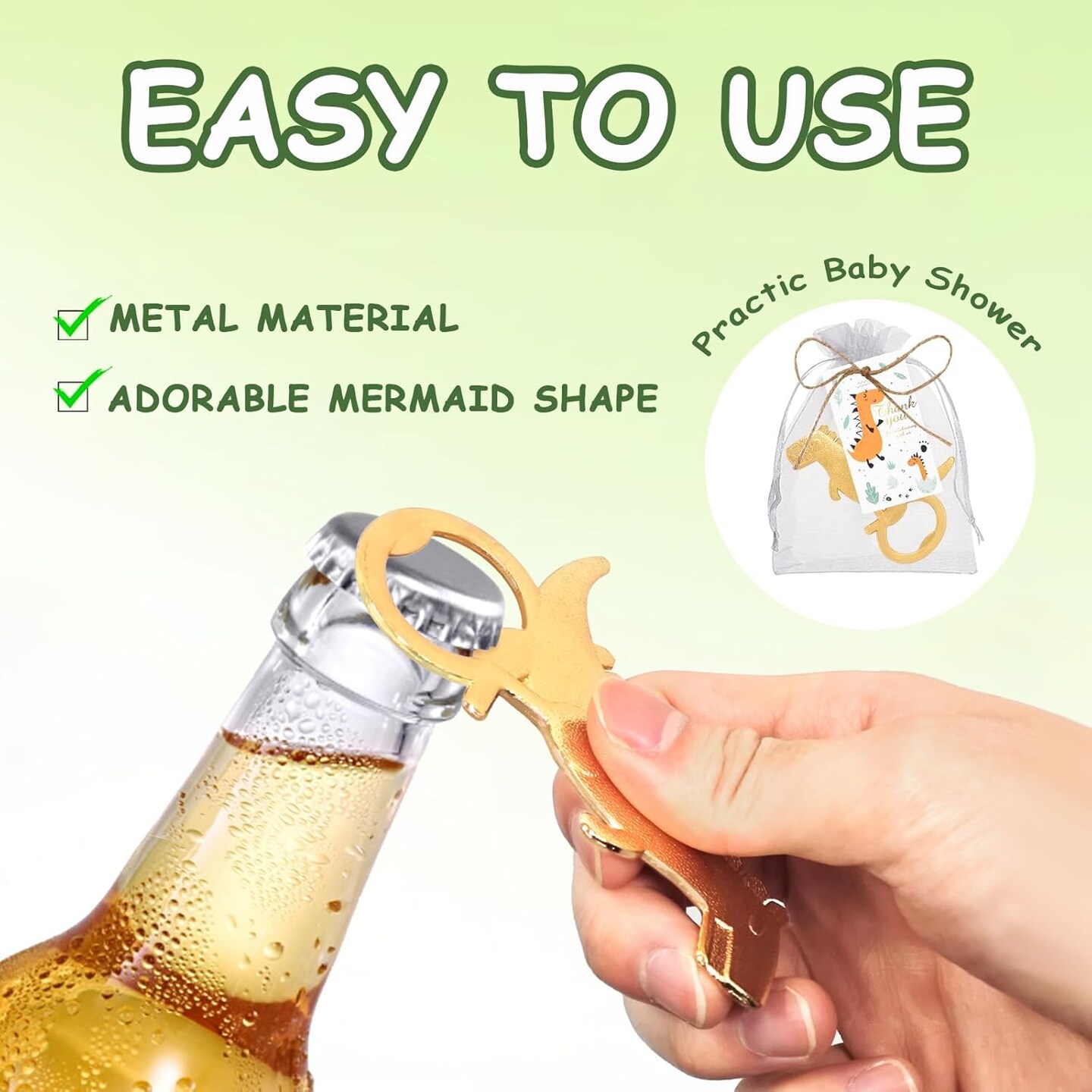 30 Dinosaur Bottle Openers – Baby Shower Decor with Thank You Tags