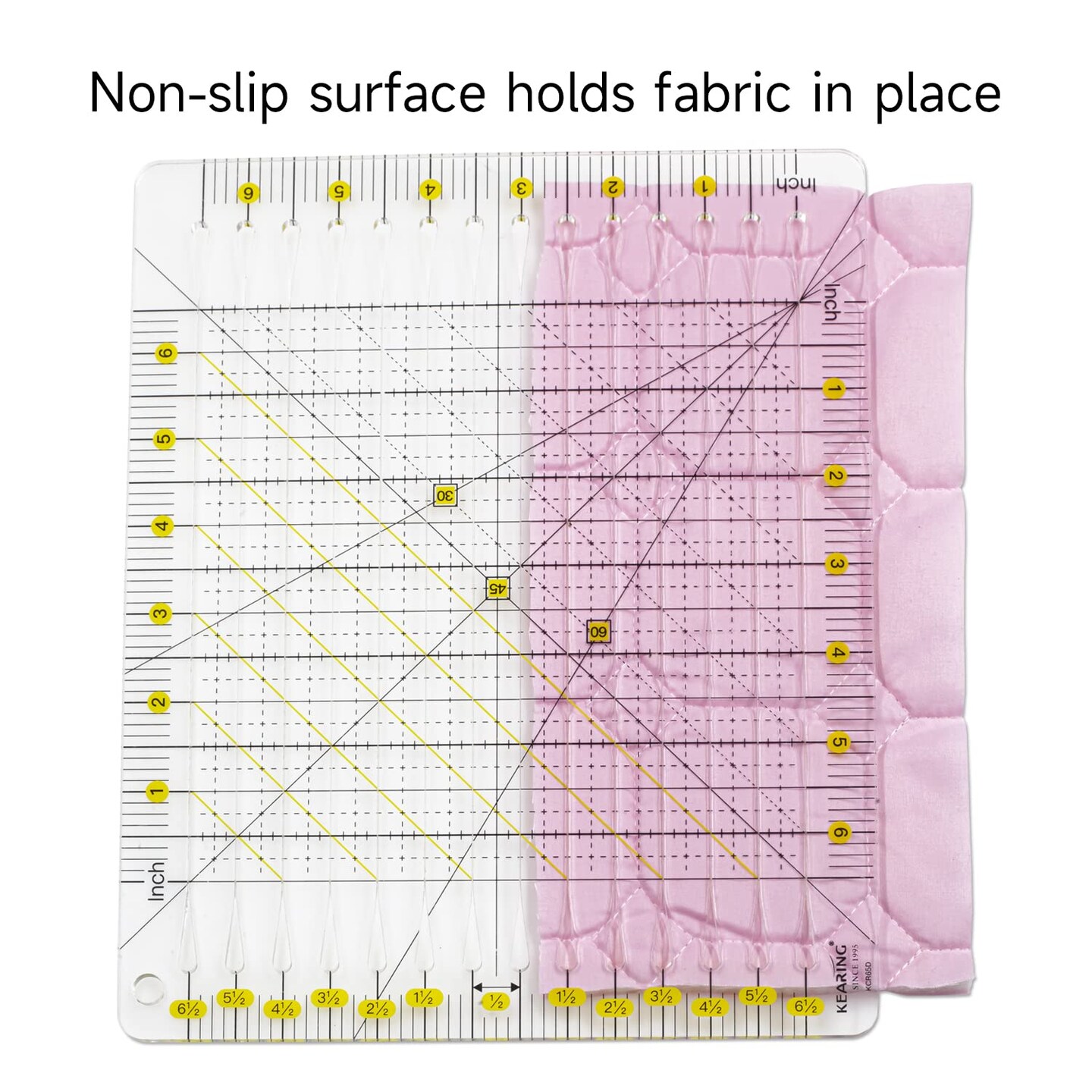 Kearing&#xAE; Large Slotted Quilting Ruler, Non-Slip Stripology Acrylic Ruler for Fabric Cutting