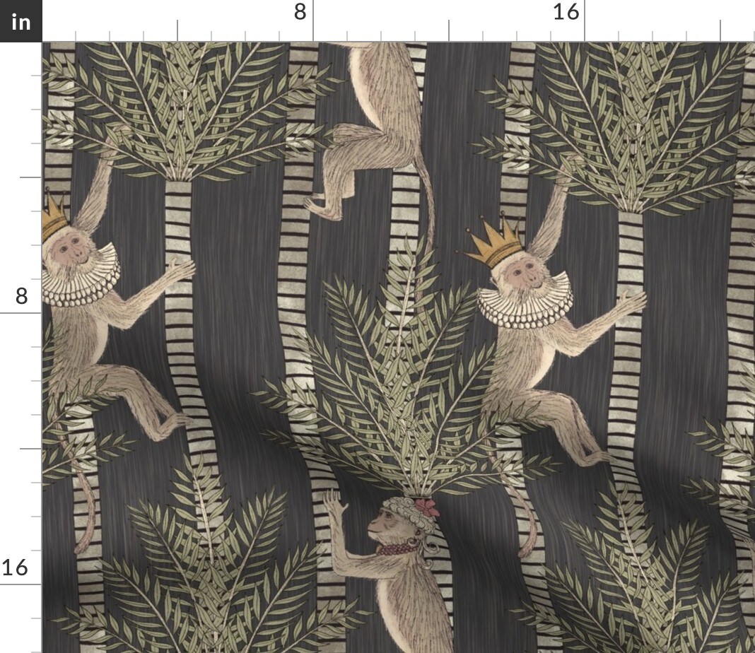 Jungle Palm Tree King And Queen Vertical Custom Printed Fabric by Spoonflower Various Fabrics by the Yard or Fat Quarter