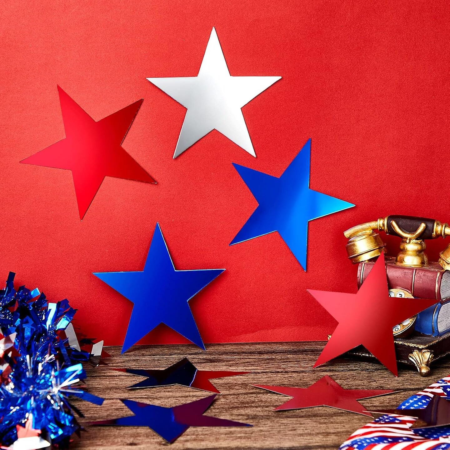 80 Pieces Stars Cutouts Glitter Double Printed Paper Cardboard Stars Decorations for Bulletin Board Classroom