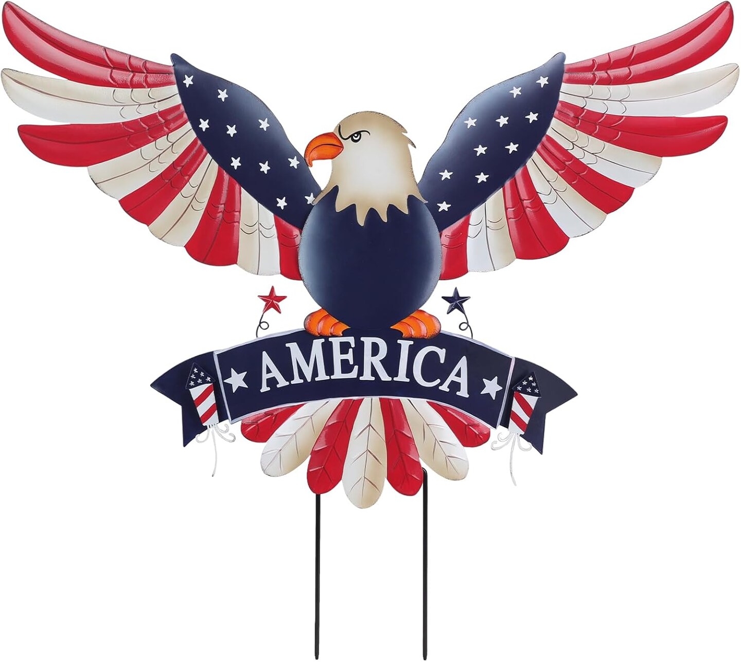 28" Large Bald Eagle Patriotic Decorative Garden Stakes for Fourth of July Decorations
