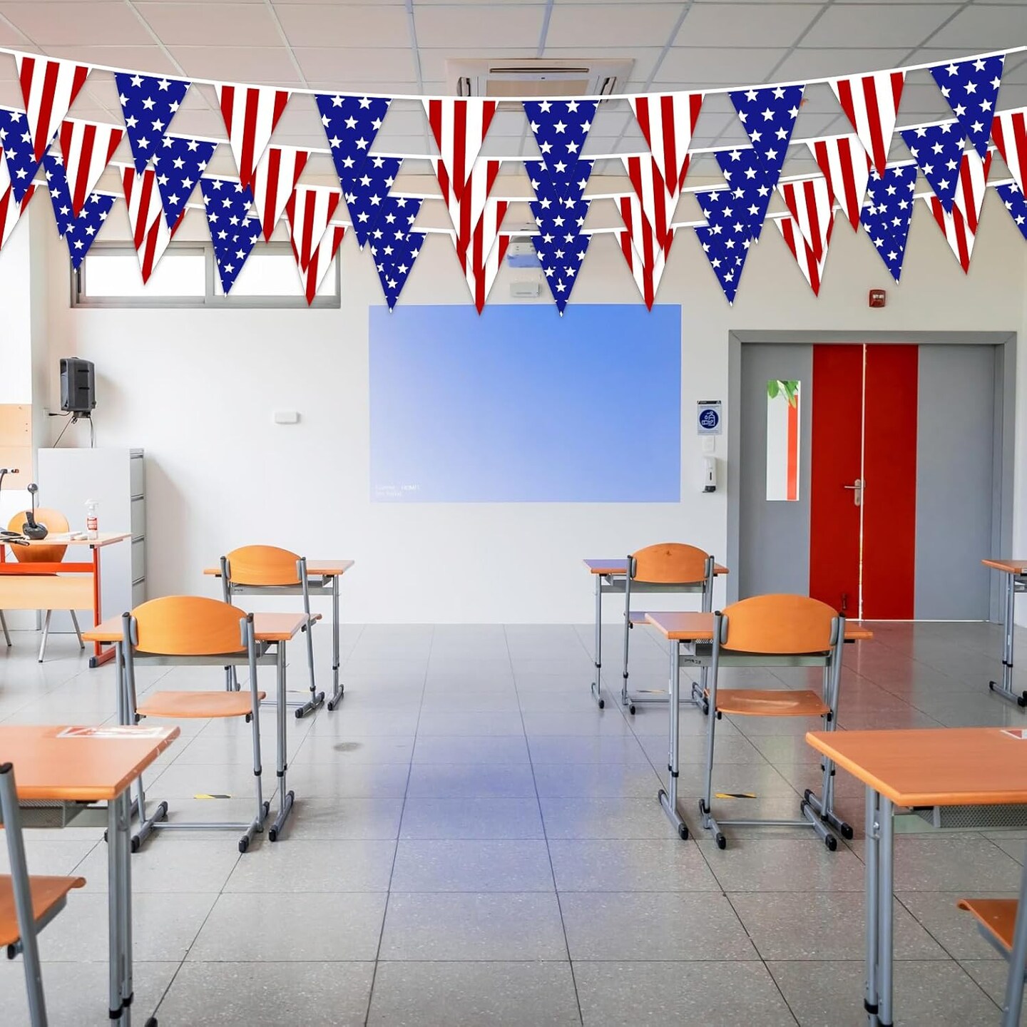 4 Pack Pre-Strung USA Flag Pennant Banner American String Flags Bunting for 4th of July
